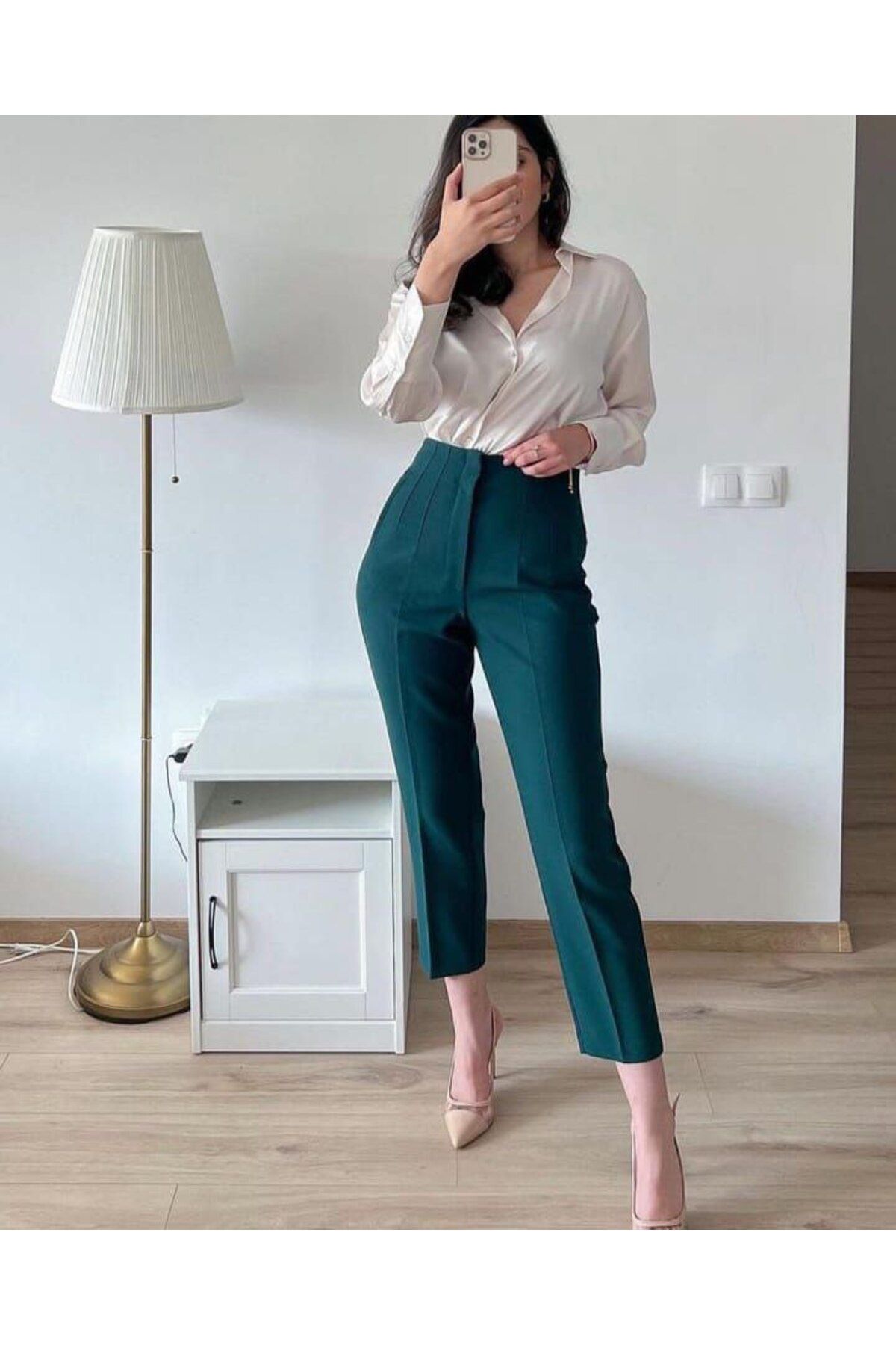 Castivo Fashion Dikiş Detaylı Yüksek Bel Fit Kalıp Kadın Kumaş Pantolon