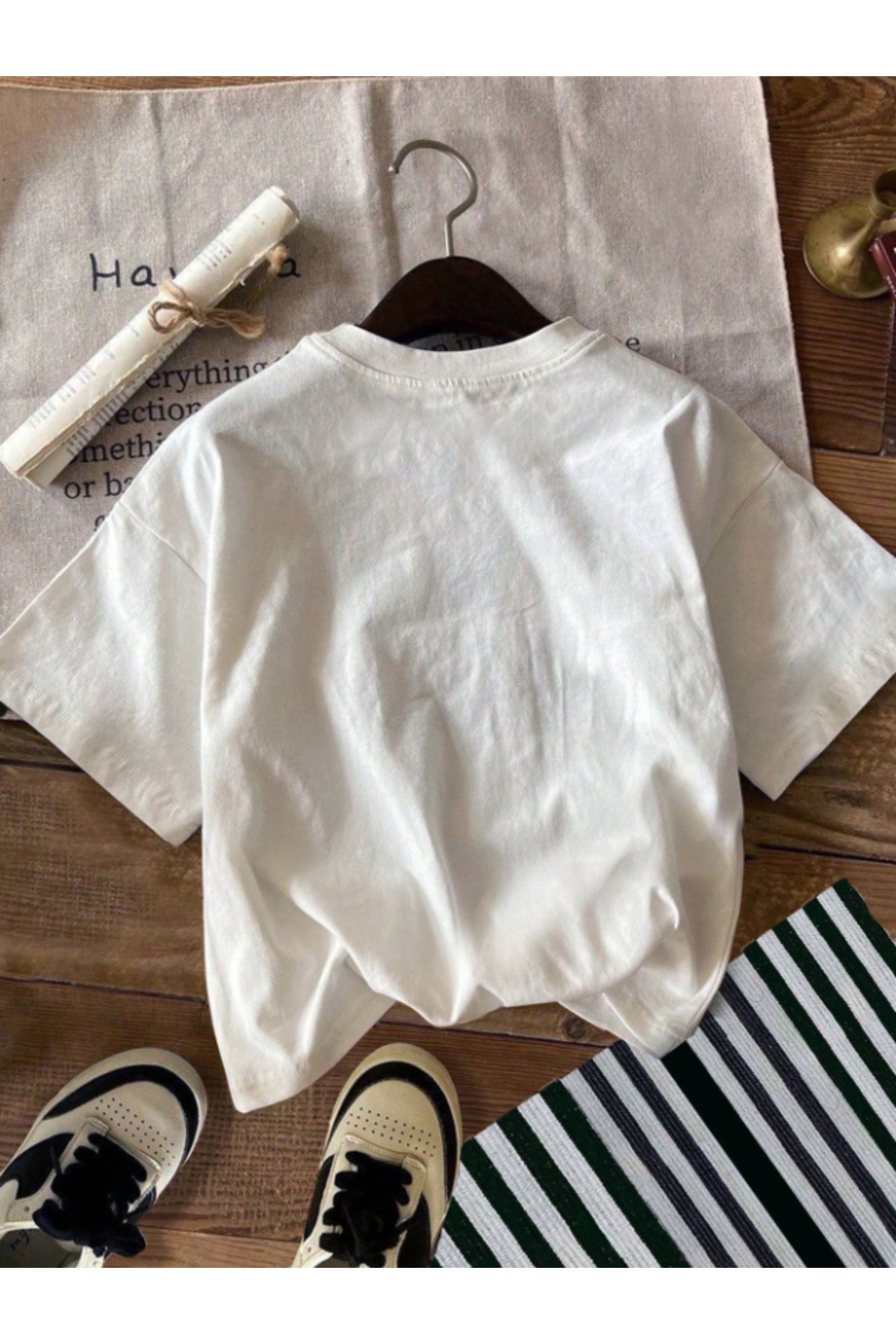 Framgan  Kadın/Erkek YILDIZ Özel Baskılı Günlük Kısa Kol Bisiklet Yaka Pamuklu T-Shirt - Görsel 2