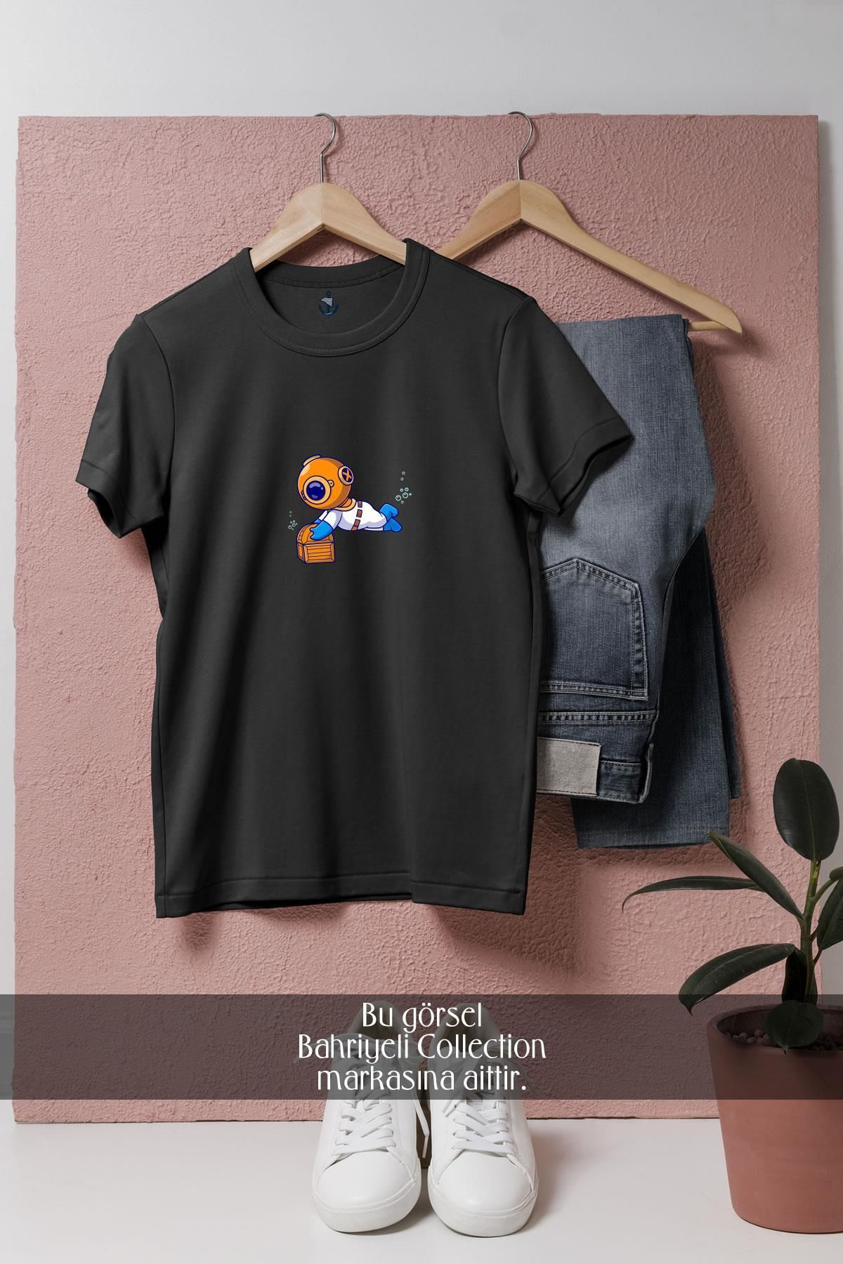 Bahriyeli Collection Oversize Kutu Bulan Mini Dalgıç Tasarımlı Unisex T-Shirt