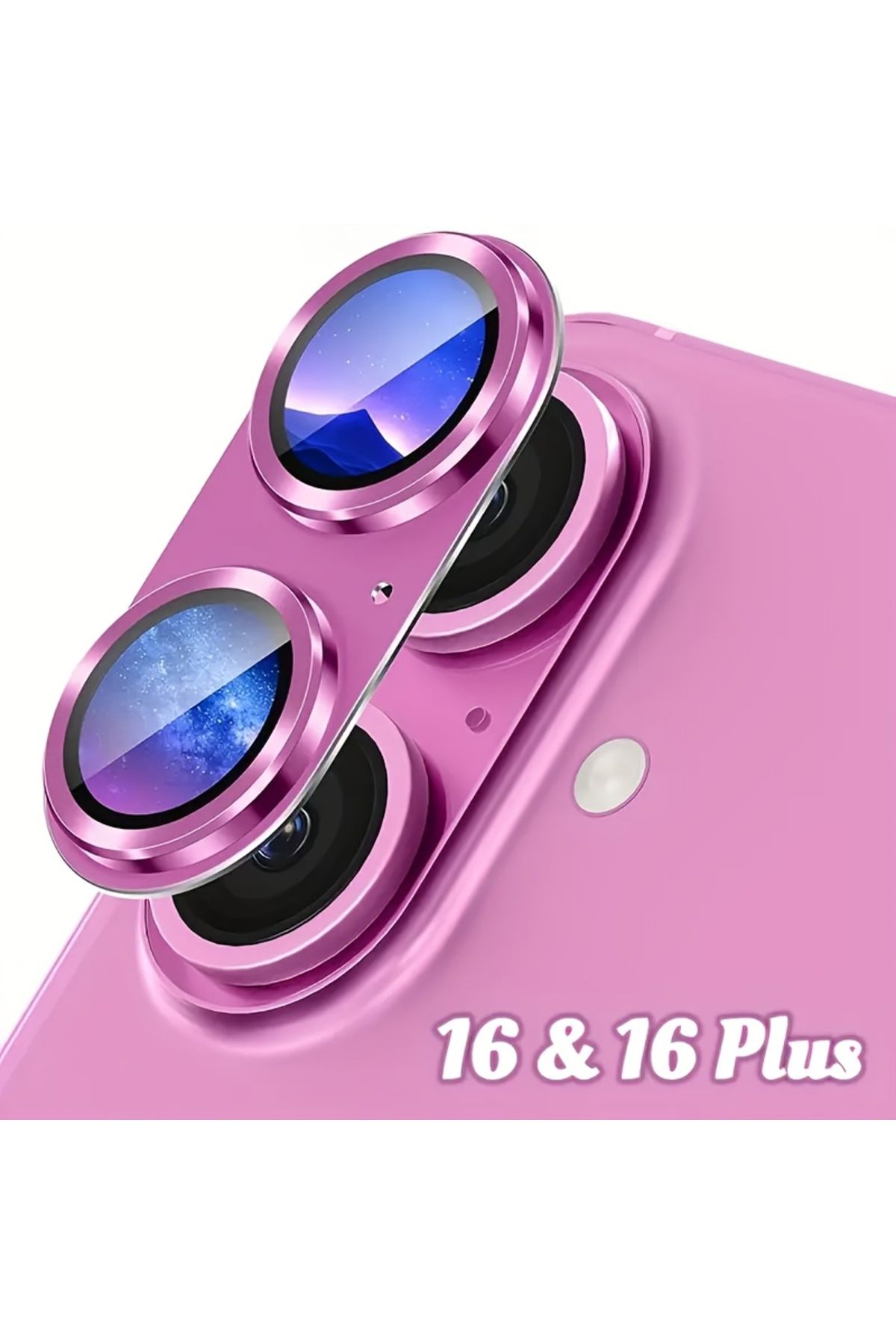 EDELFU iPhone 16 & iPhone 16 PLUS Metal Tam Kaplayan Koruyucu Görüntüyü Bozmayan Kamera Aksesuarı
