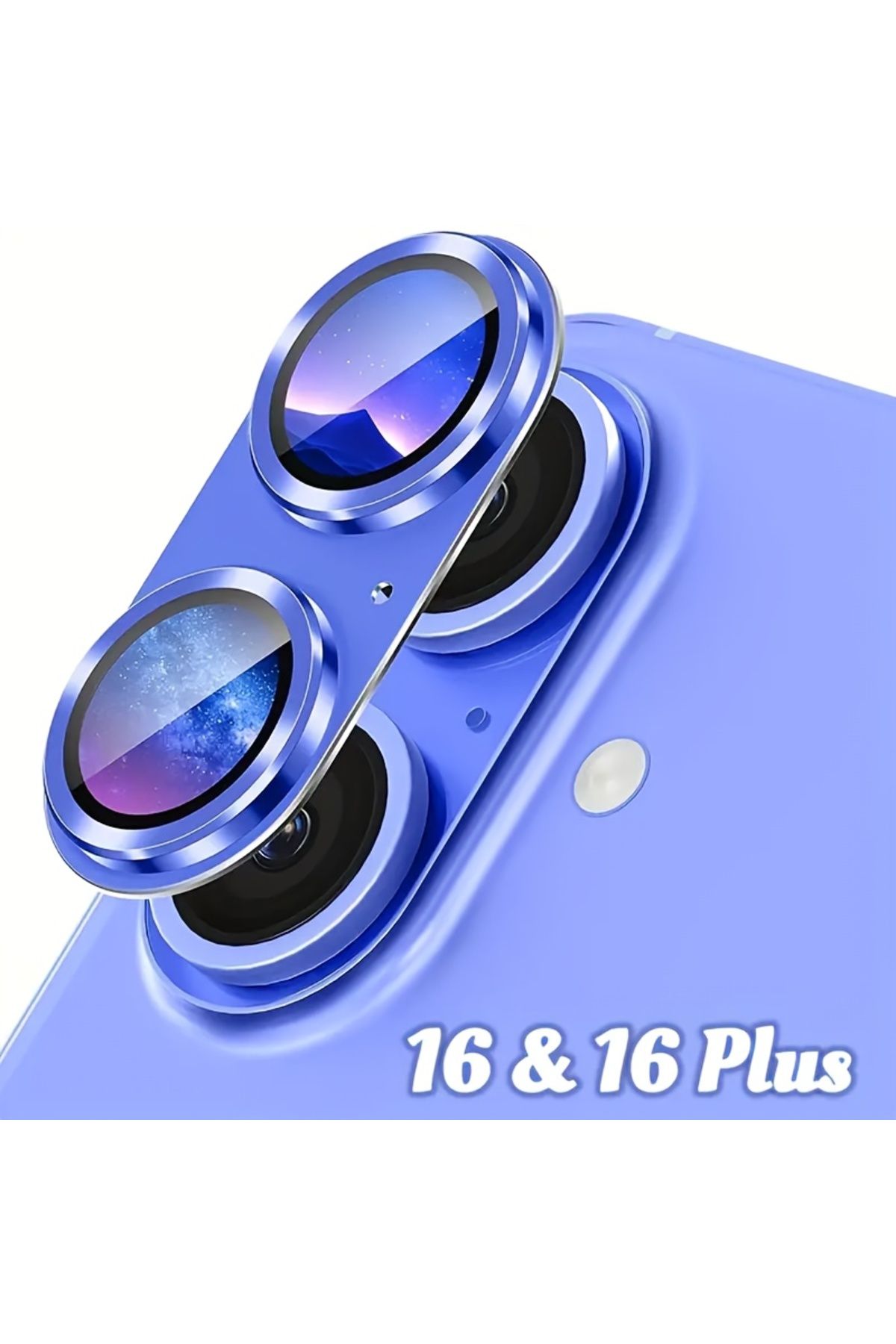 EDELFU iPhone 16 & iPhone 16 PLUS Metal Tam Kaplayan Koruyucu Görüntüyü Bozmayan Kamera Aksesuarı