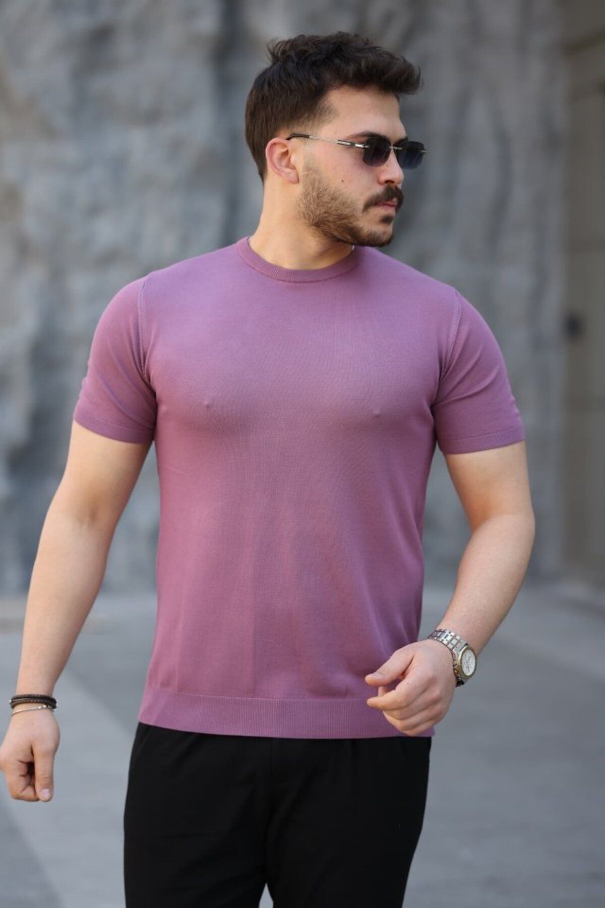 ETİLER COLLECTION Erkek Viskon Kumaş Bisiklet Yaka Basic Tişört