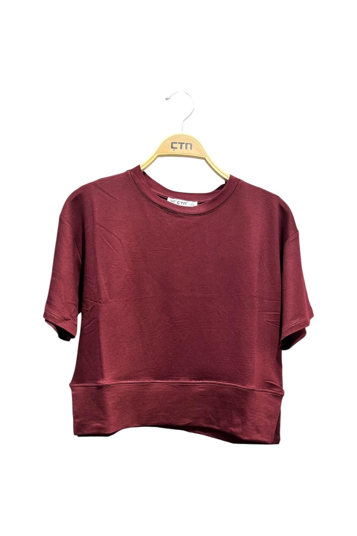 Ctn Kadın Bisiklet Yaka Yanı Yırtmaçlı Orta Boy T-Shirt