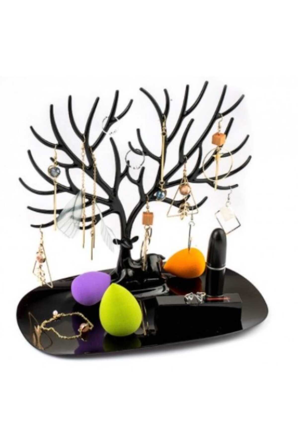 lawrenceshop Geyik Tasarımlı Siyah Takı Standı Yüzük Küpe Kolye Askılığı Mücevher Organizer Askı Düzenleyici