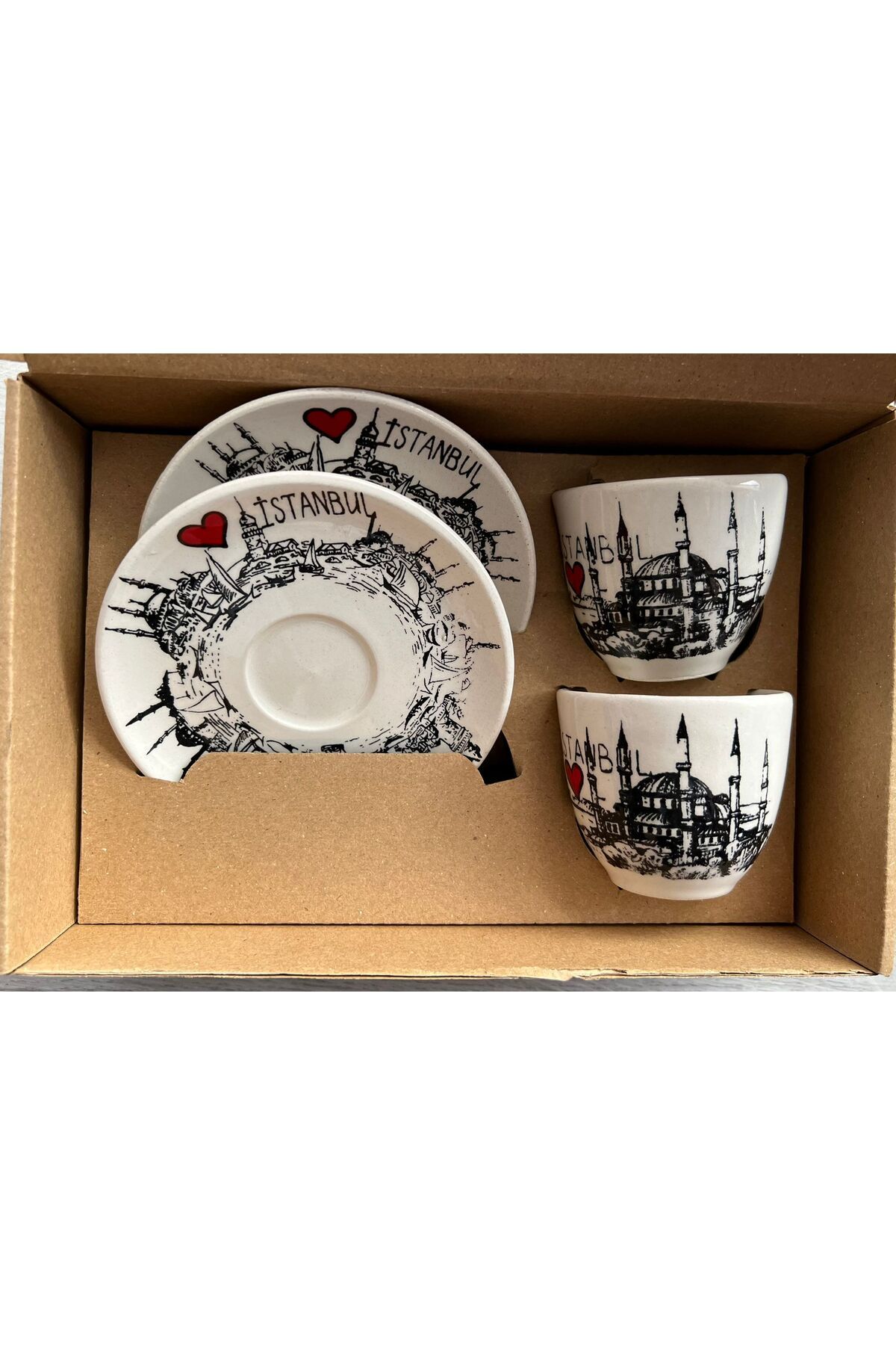 OKYANUSAYD İSTANBUL TEMALI 2'Lİ KAHVE FİNCAN TAKIMI HandMade EL YAPIMI ÖZEL SERİ