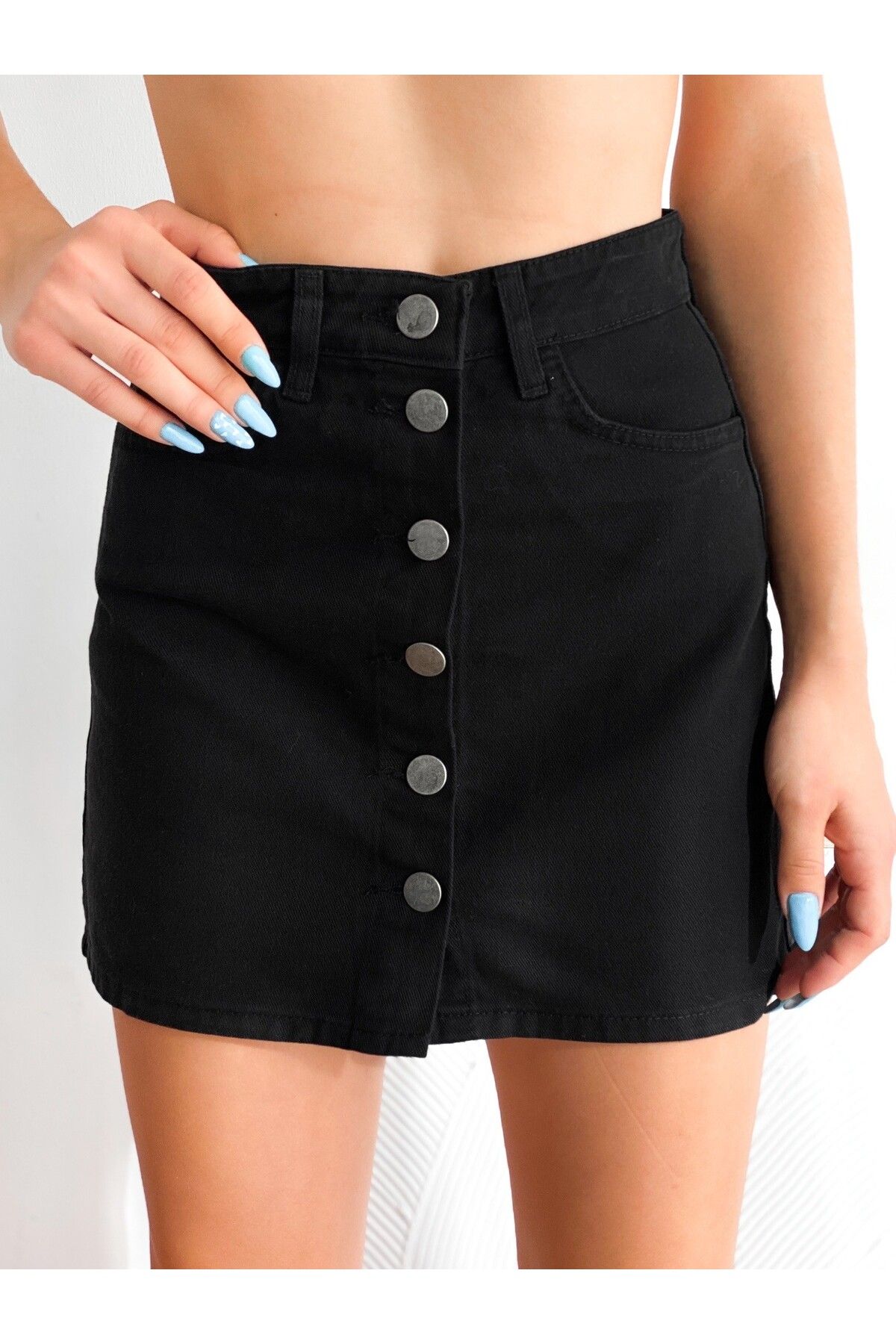 BEEMU Düğmeli Denim Etek