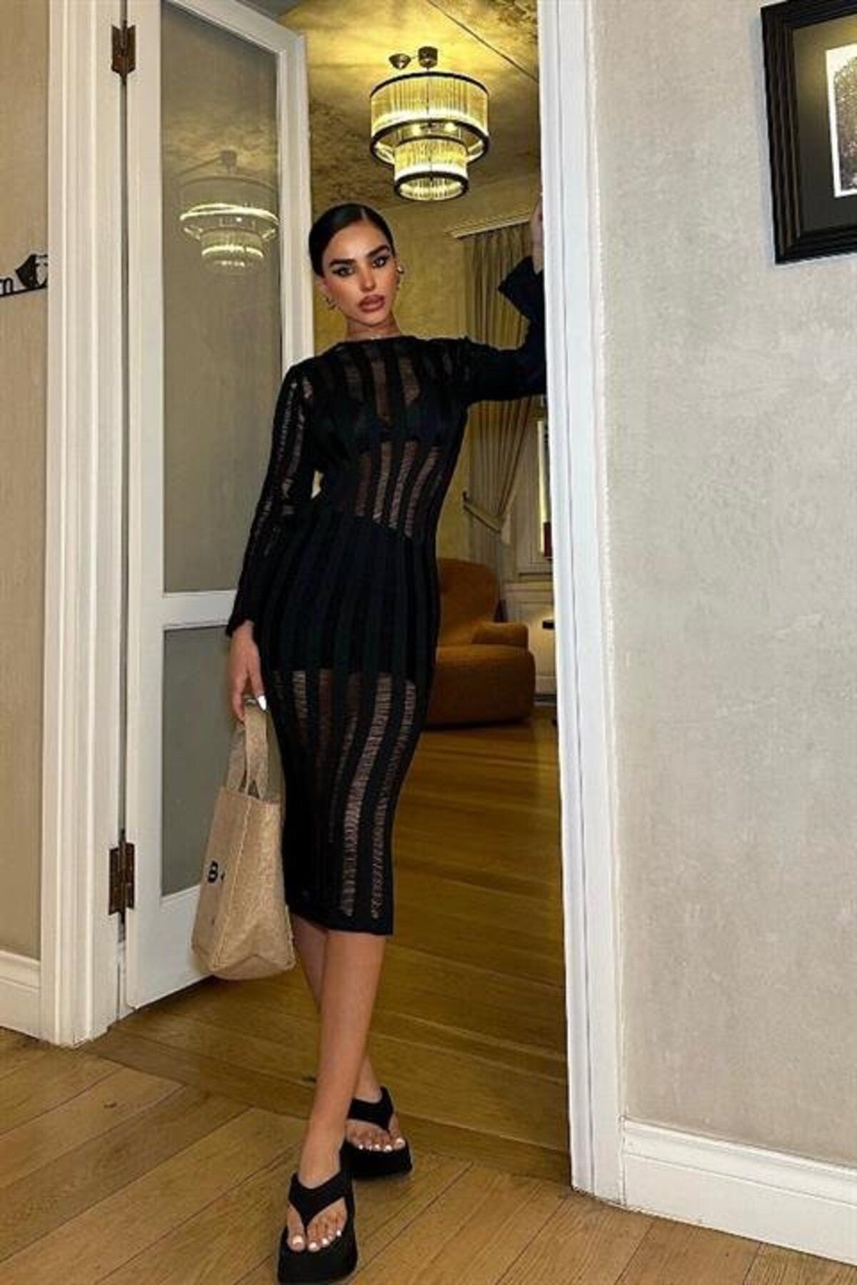 ETİLER COLLECTION Marcella Kroşe Midi Elbise 2663-23
