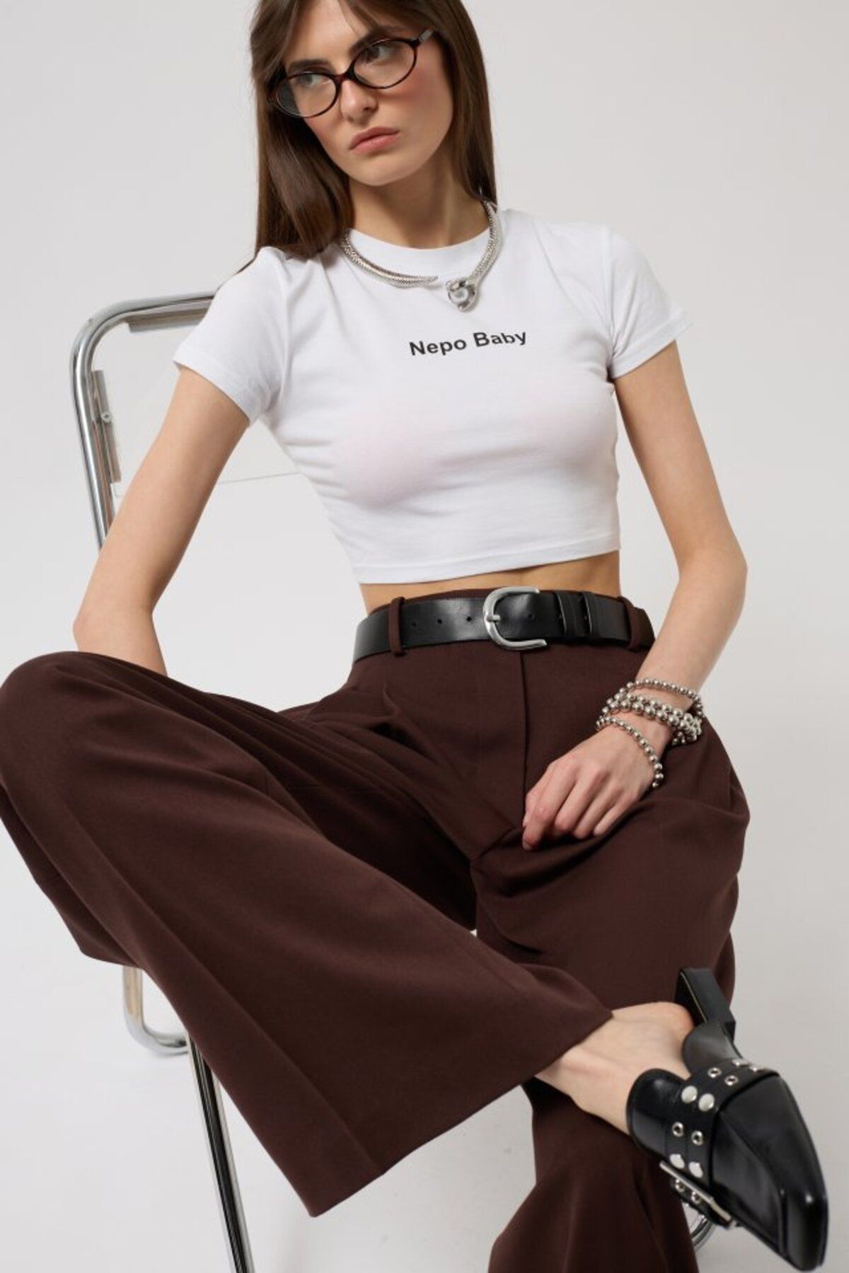 ETİLER COLLECTION Nepo Baskılı Crop T-Shirt