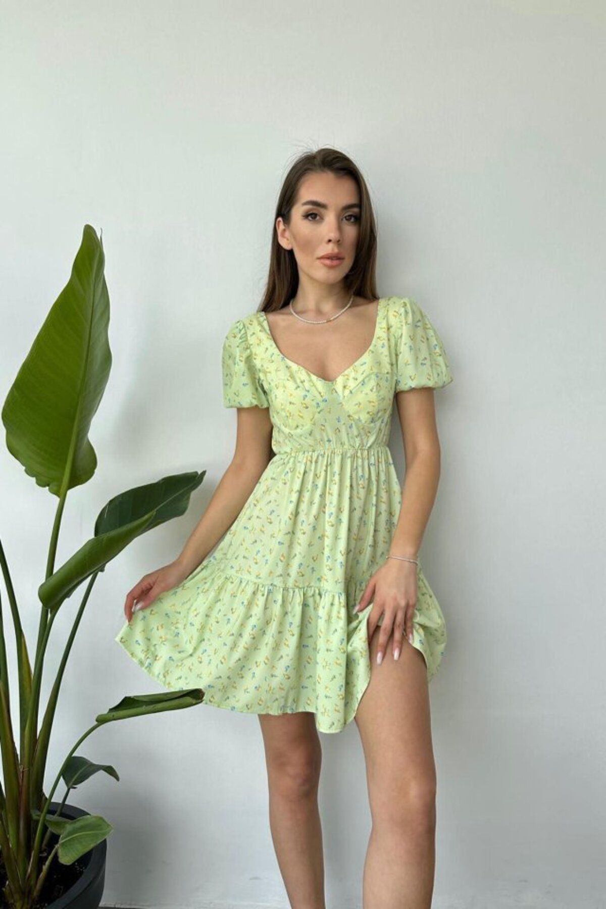 ETİLER COLLECTION Yeşil Sırt Dekolteli Elbise