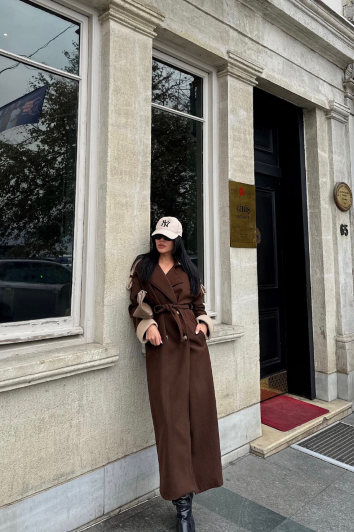 ETİLER COLLECTION KABAN YAKA VE MANŞET BEJ RENKLİ - Kahverengi