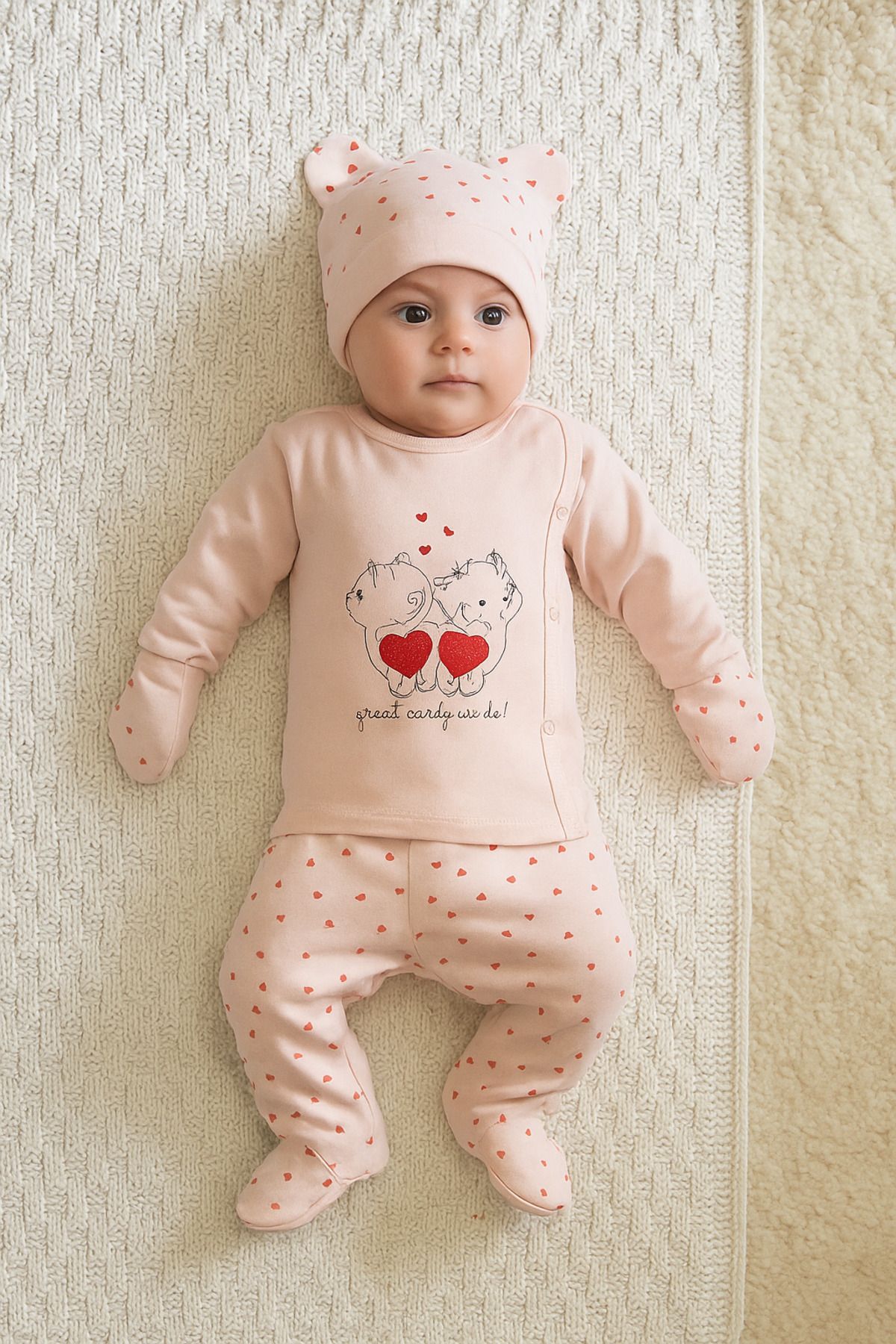 MYZİ STORE Yenidoğan Bebek %100 Pamuk 3'lü Hastane Çıkışı 0-3 Ay