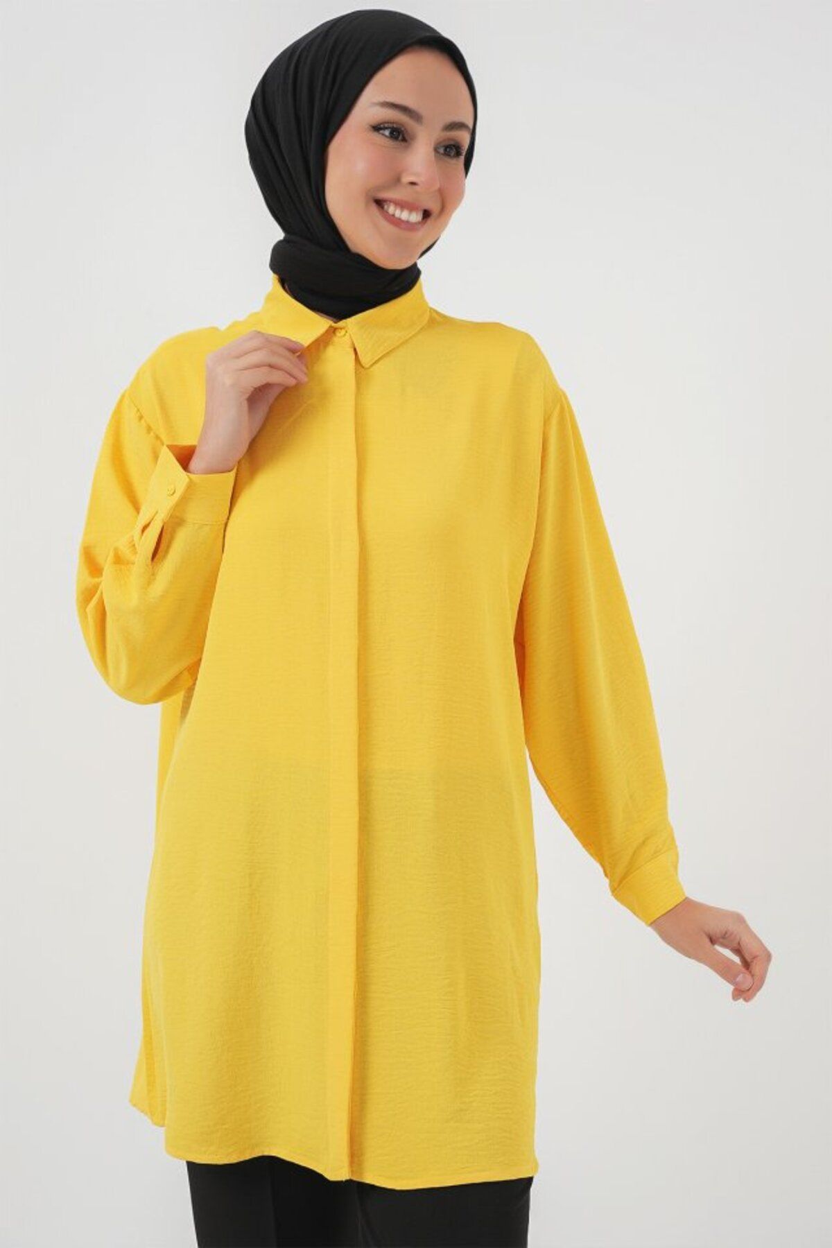 theElitist Uzun Gömlek Tunik 5945 - Sarı