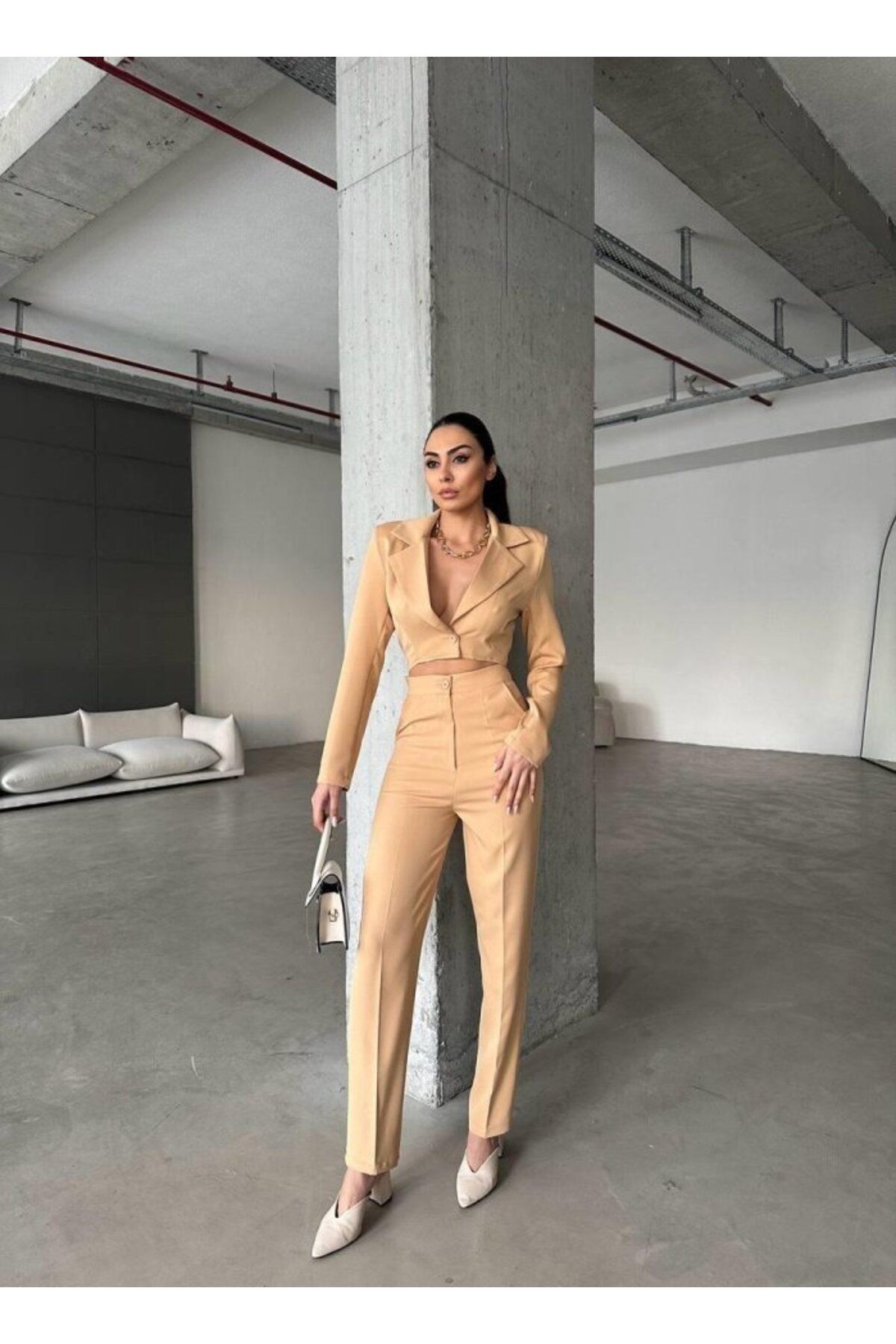 ETİLER COLLECTION CEKET YAKA BEL DEKOLTELİ TULUM - Kahverengi