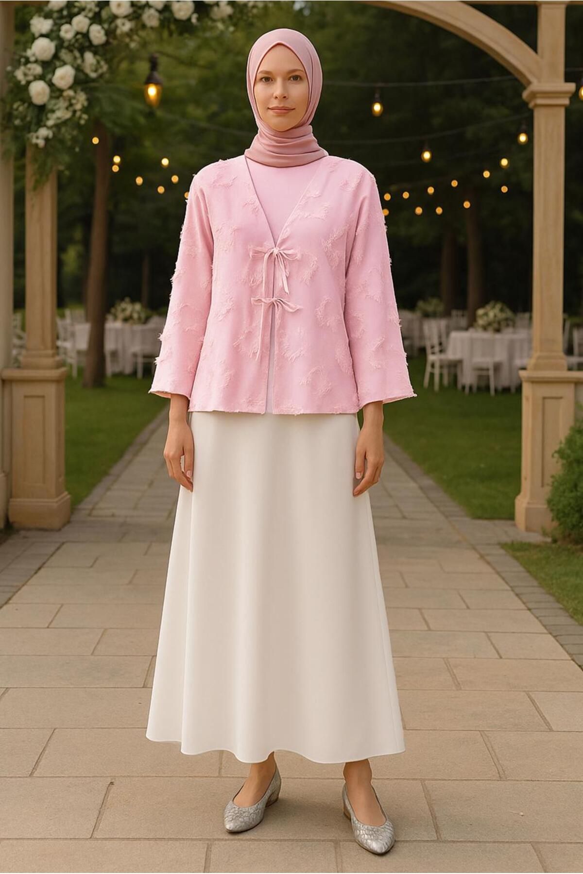 TRENDTESETTÜR KADIN PEMBE BAĞCIKLI KİMONO T 0332