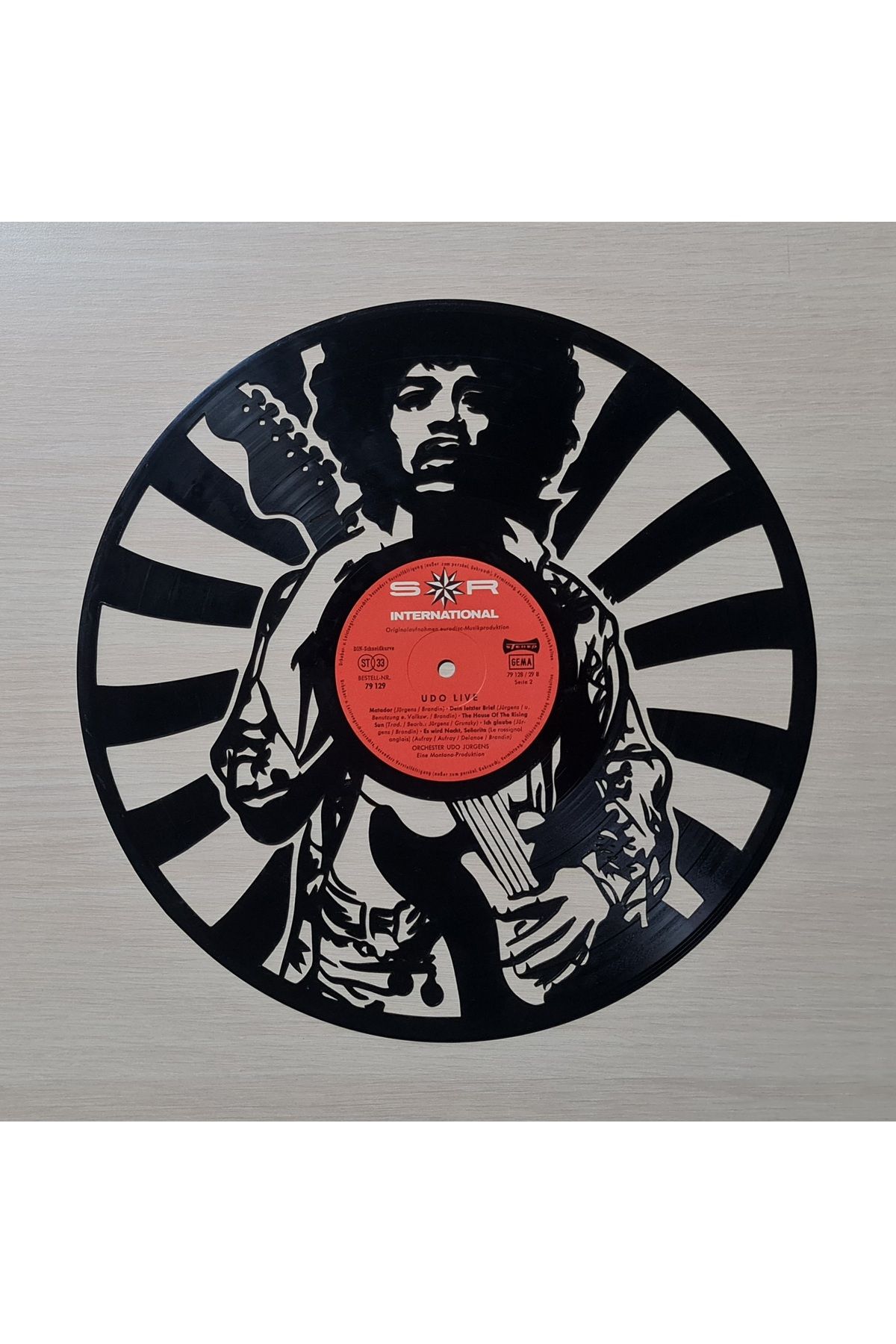 Bi' Dünya Wall Decor Jimi Hendrix - Gerçek Plaktan Lazer Kesim, Dekoratif Plak (LP) (DEKORLUKTUR, DİNLENEMEZ)