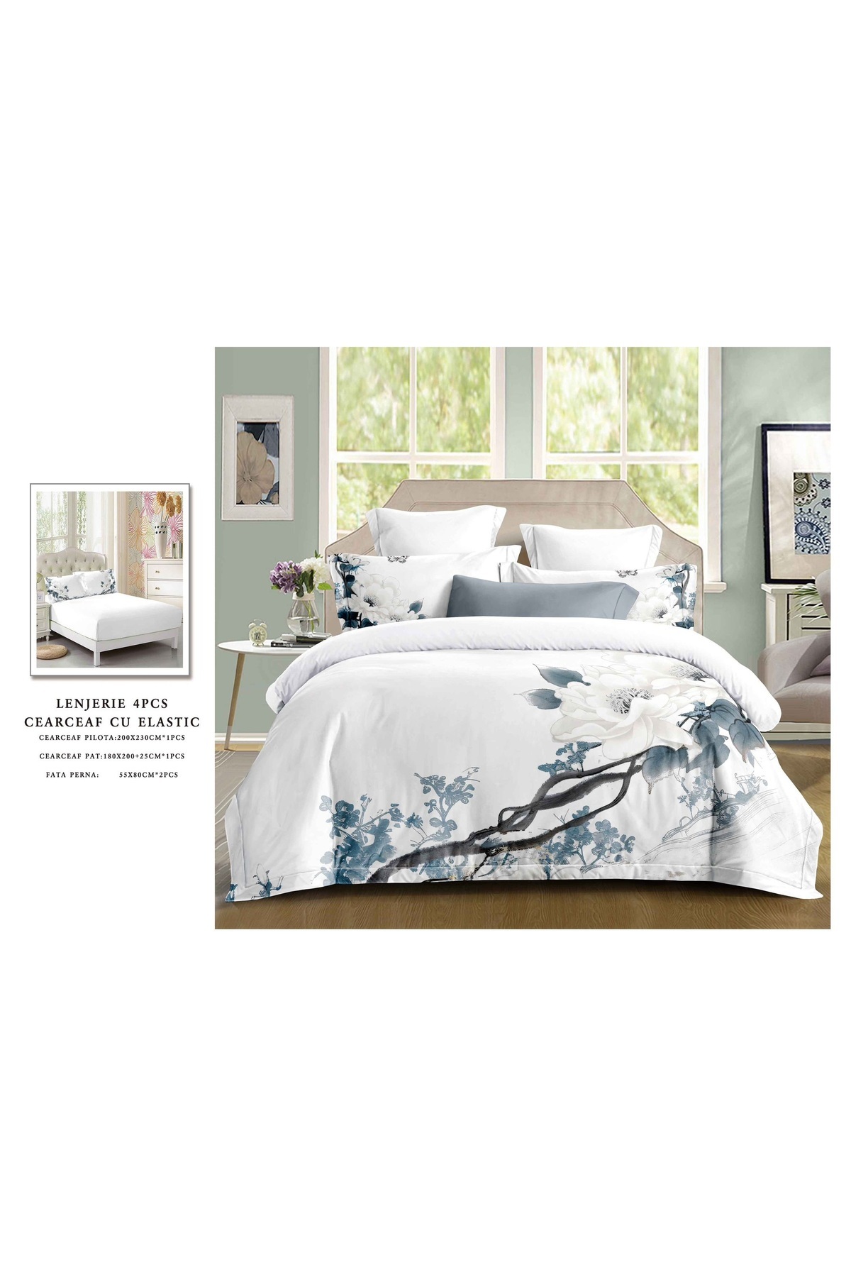 CHIRASO-CHIRASO bedding set, SUMMER cotton, Fitted sheet 180x200+25cm, Duvet cover, 2 pillowcases 2