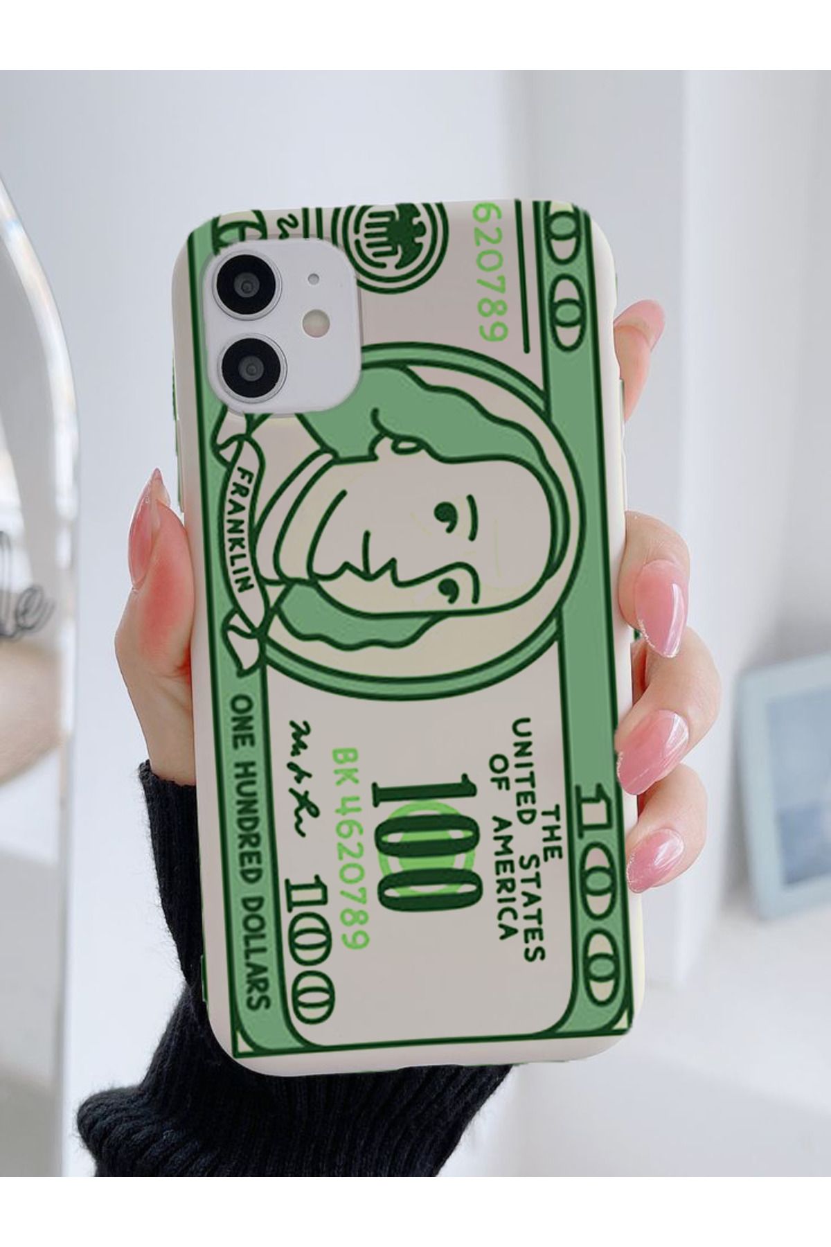 CatzeiN İphone 11 İle Uyumlu Lansman Dolar Desen Baskılı Lüx Silikon Kılıf