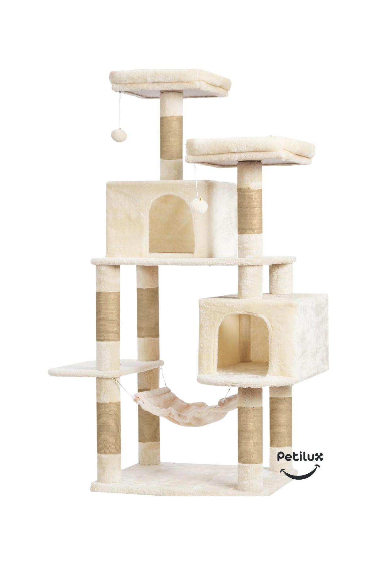 Petilux-Double Slot Luxury Large Size Scratching Cat Play House with Hammock Cat Scratching 4