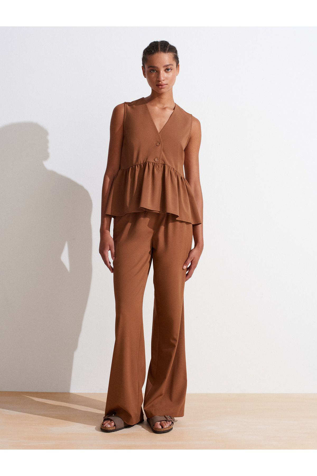 Dilvin 72136 Pijama Pantolon-Taba