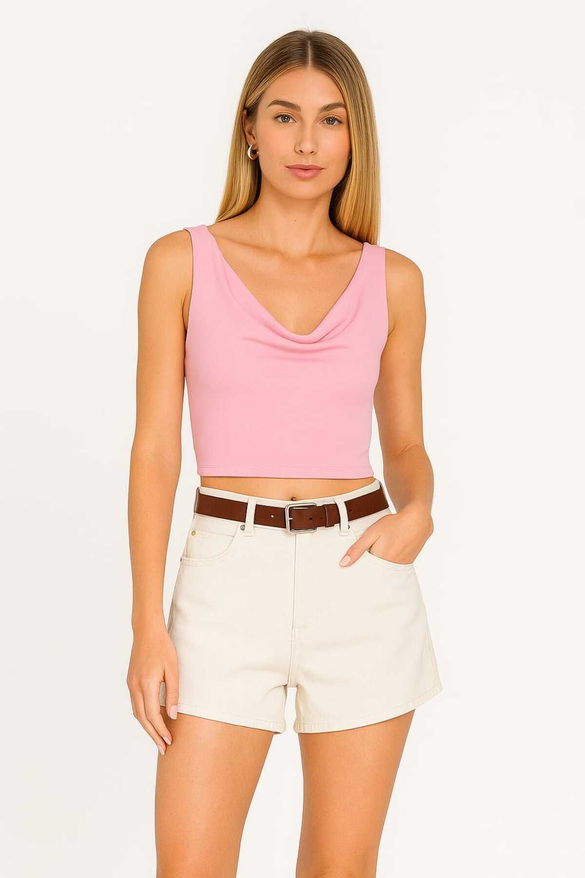 By Kul Design KADIN DEGAJE YAKA SIRT DEKOLTE CROP