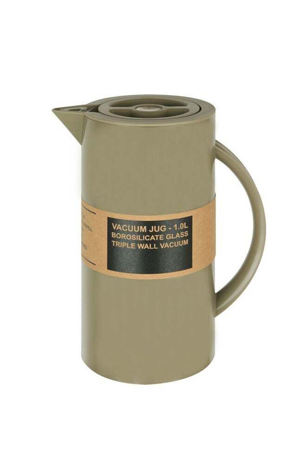 Gazella-Plastic Tea/Coffee Flask 1 Liter Green, Borosilicate Glass & Triple Wall Vacuum 1