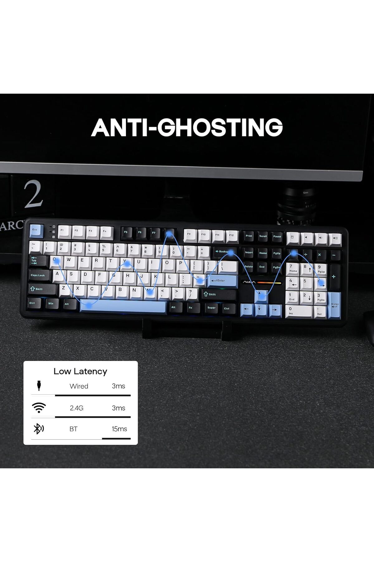 AULA F108 Customized Mechanical Keyboard 108 Keys Tri-mode Hot