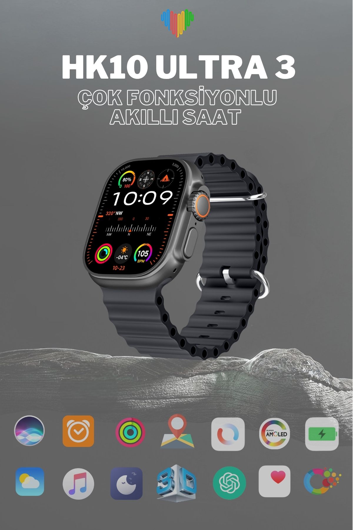 Wearfitpro HK10 Ultra 3 49mm Amoled Ekran Yapay Zeka Destekli Yeni Nesil Özelliklere Sahip Akıllı Saat