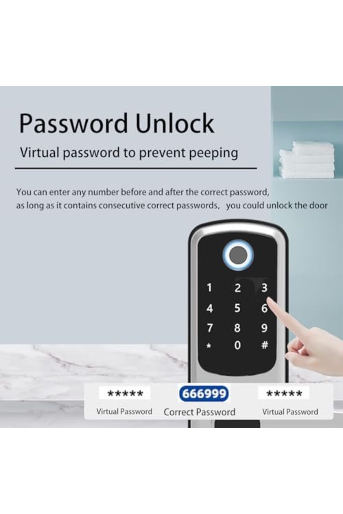 UanTii-قفل ذكي Tuya Wifi، قفل باب بدون مفتاح 5 في 1، قفل باب رقمي بمزلاج واحد مع بصمة الإصبع 5