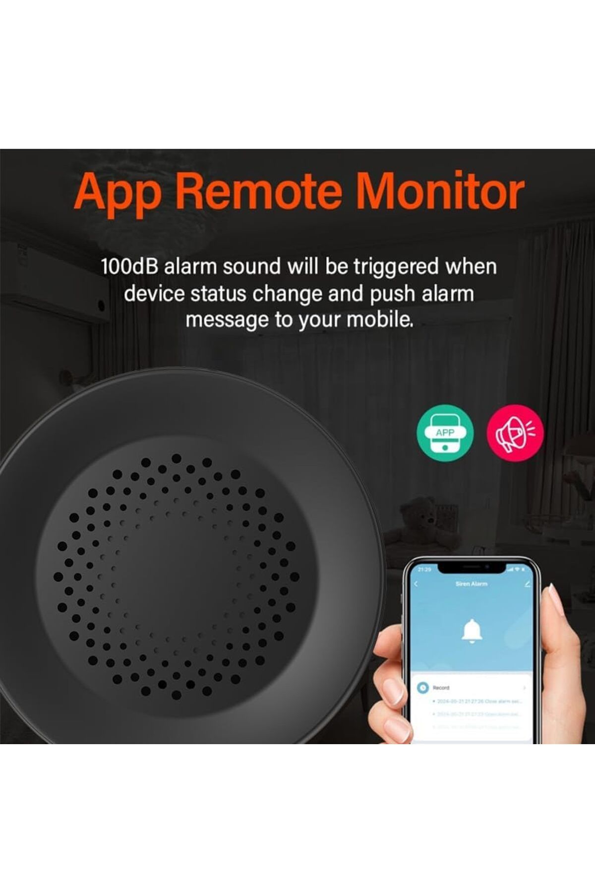 UanTii-Tuya Smart Siren Alarm 100dB Loud Speaker Wifi Siren Speaker with Strobe Light Alert for Home 3