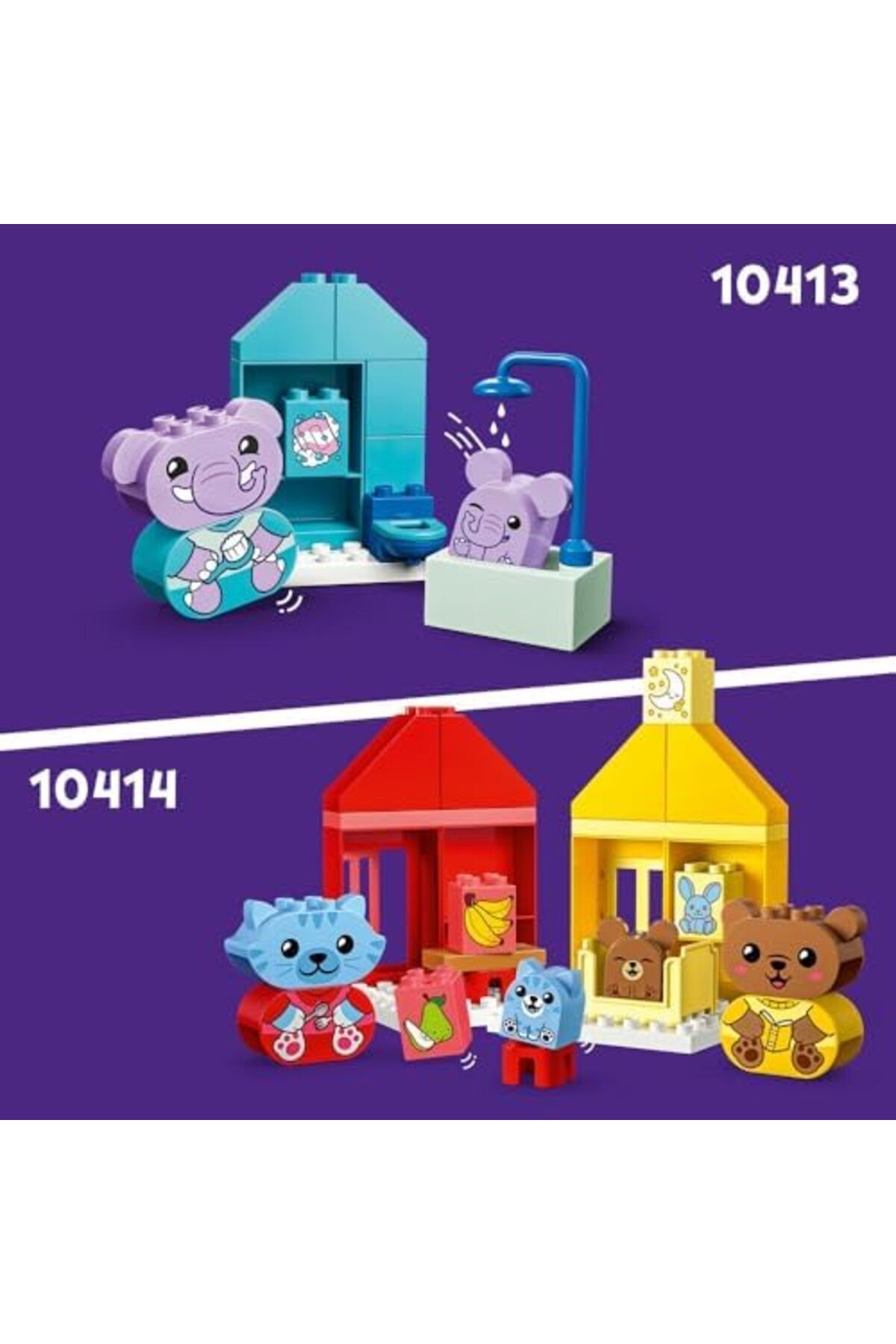 LEGO-DUPLO My First Daily Routines: Eating & Bedtime Toddler Learning Toys with 2 Houses and 4 Anima 6