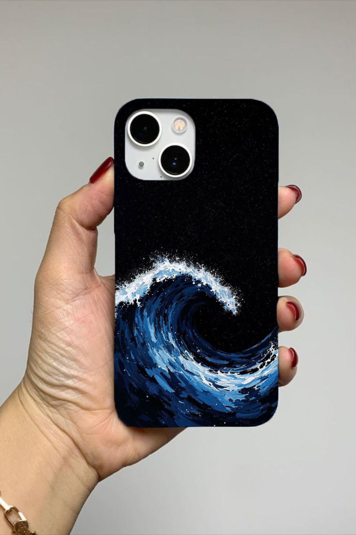 CatzeiN İphone 13 Ve 14 ile Uyumlu Lansman Dalga Desen Baskılı Lüx Silikon Kılıf