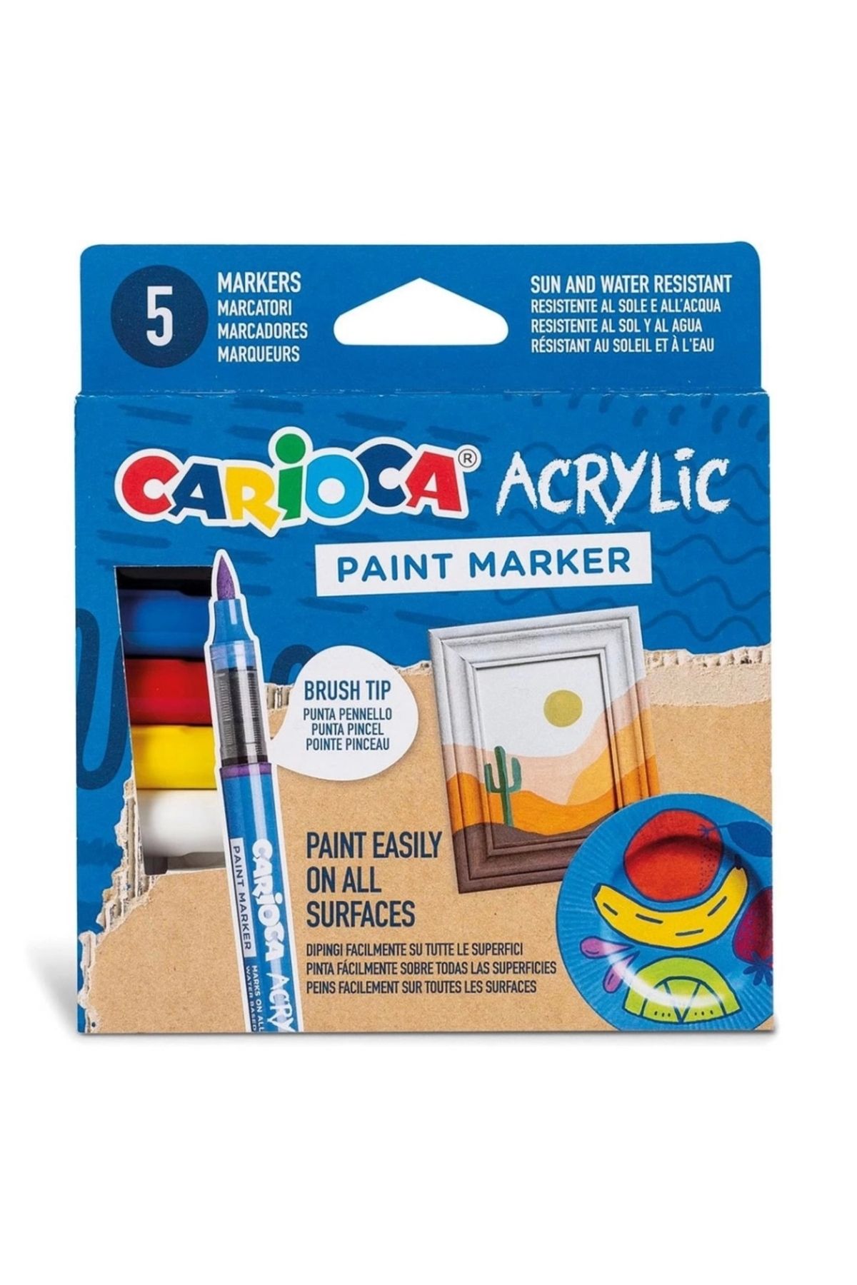 TWOX Çocuk Eğitici OyuncakCarioca Akrilik Paint Marker Su Bazlı Fırça Uçlu 5'li