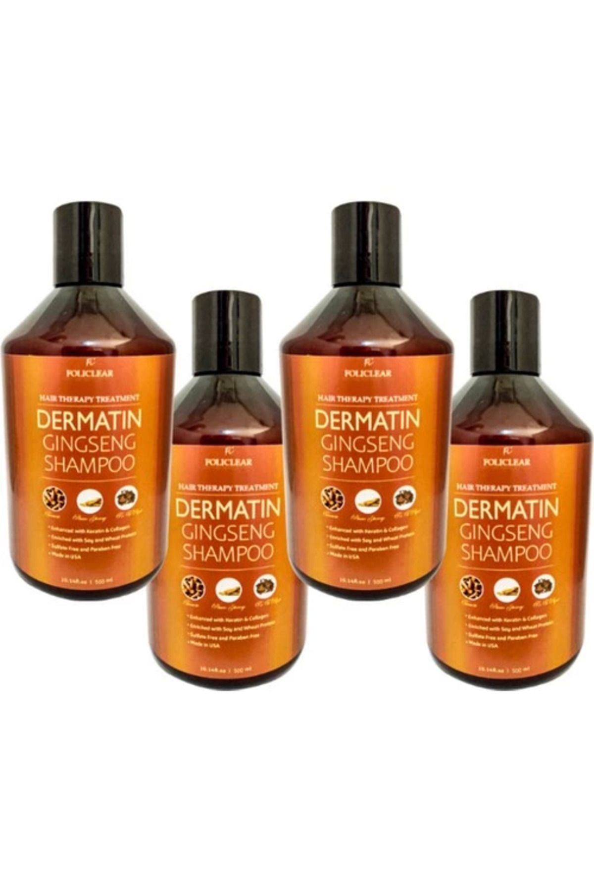 Vemora Policlear Dermatin Shampoo Özel Parlak Uzun Güçlü Ginsengli 500 ml x 4 adet