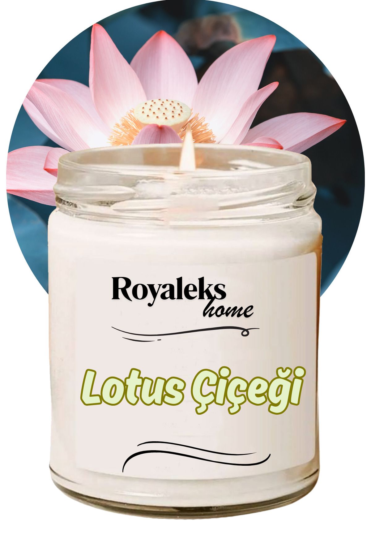 Meleners Doğal Özel Seri Kokulu Dekoratif Kavanoz Mum 210 cc - Lotus Esansı - RYL