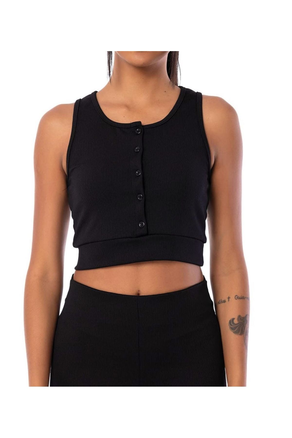 DioBlenza Fitilli Düğmeli Crop