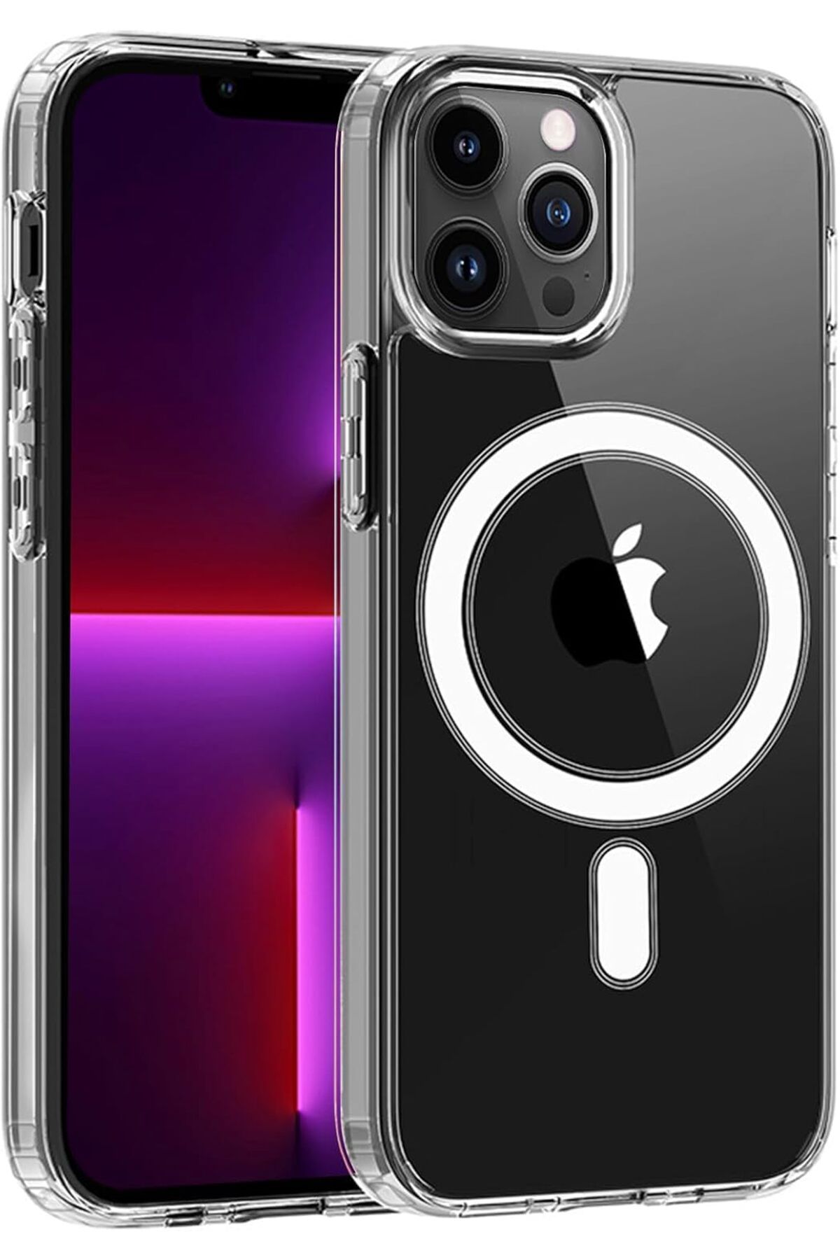 Ehr. iPhone 13 Pro Max Uyumlu Kamera Korumalı Magsafe Wireless Şarj Özellikli Şeffaf Silikon Kılıf