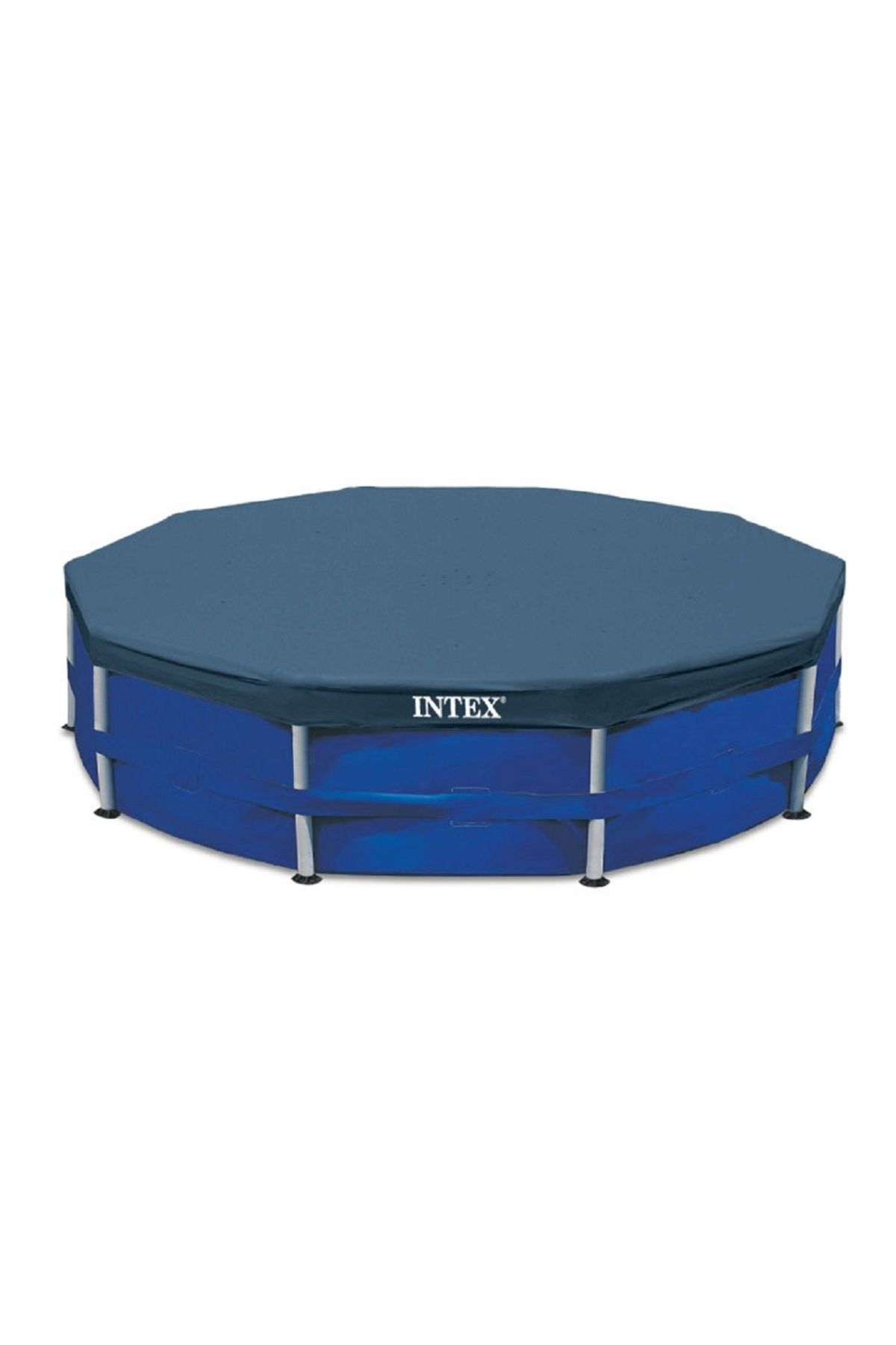 Intex-Durable High-Quality PVC Drawstring Closure Round Pool Cover Blue 2