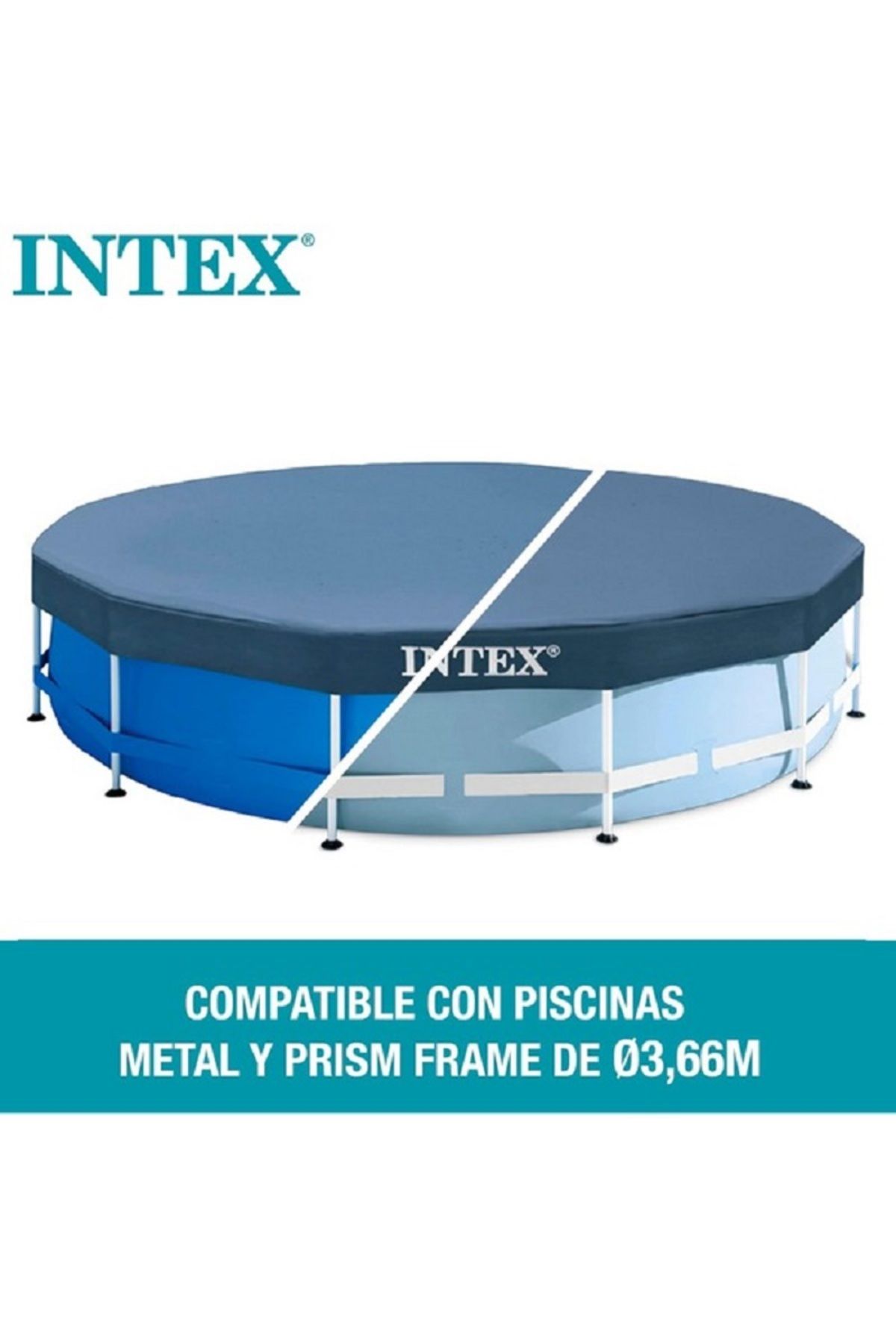 Intex-Durable High-Quality PVC Drawstring Closure Round Pool Cover Blue 3