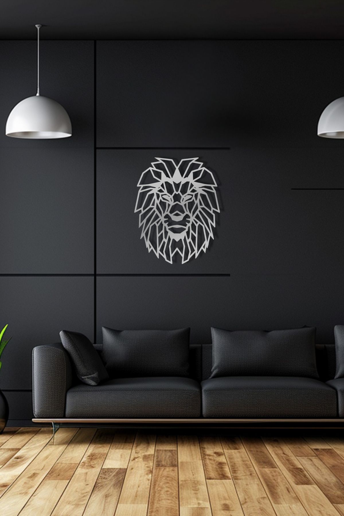 cncrafft Geometrik Aslan Kafası Metal Tablo – Modern Duvar Dekoru