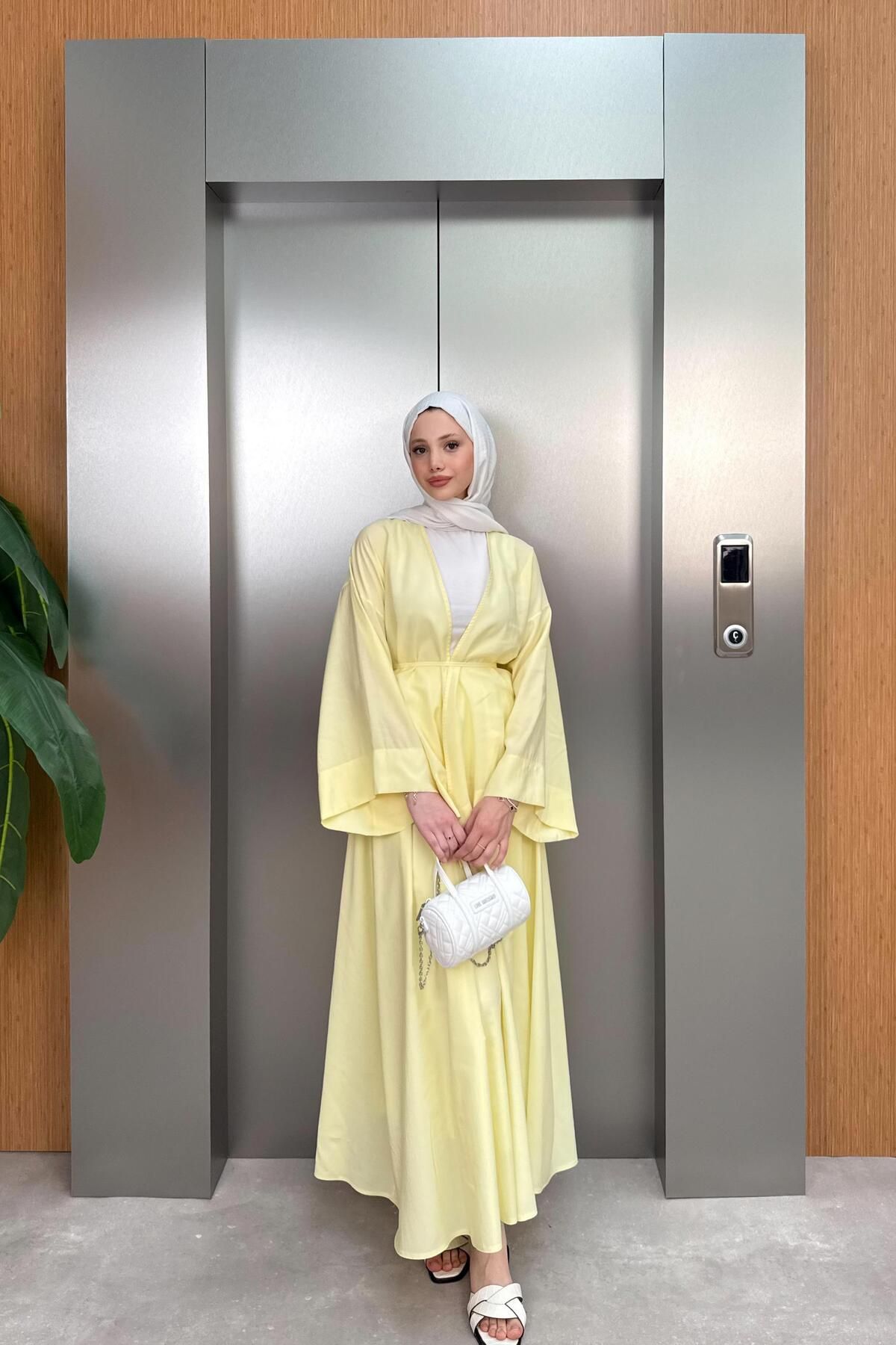 QUQA Etekli Kimono Takım - Sarı