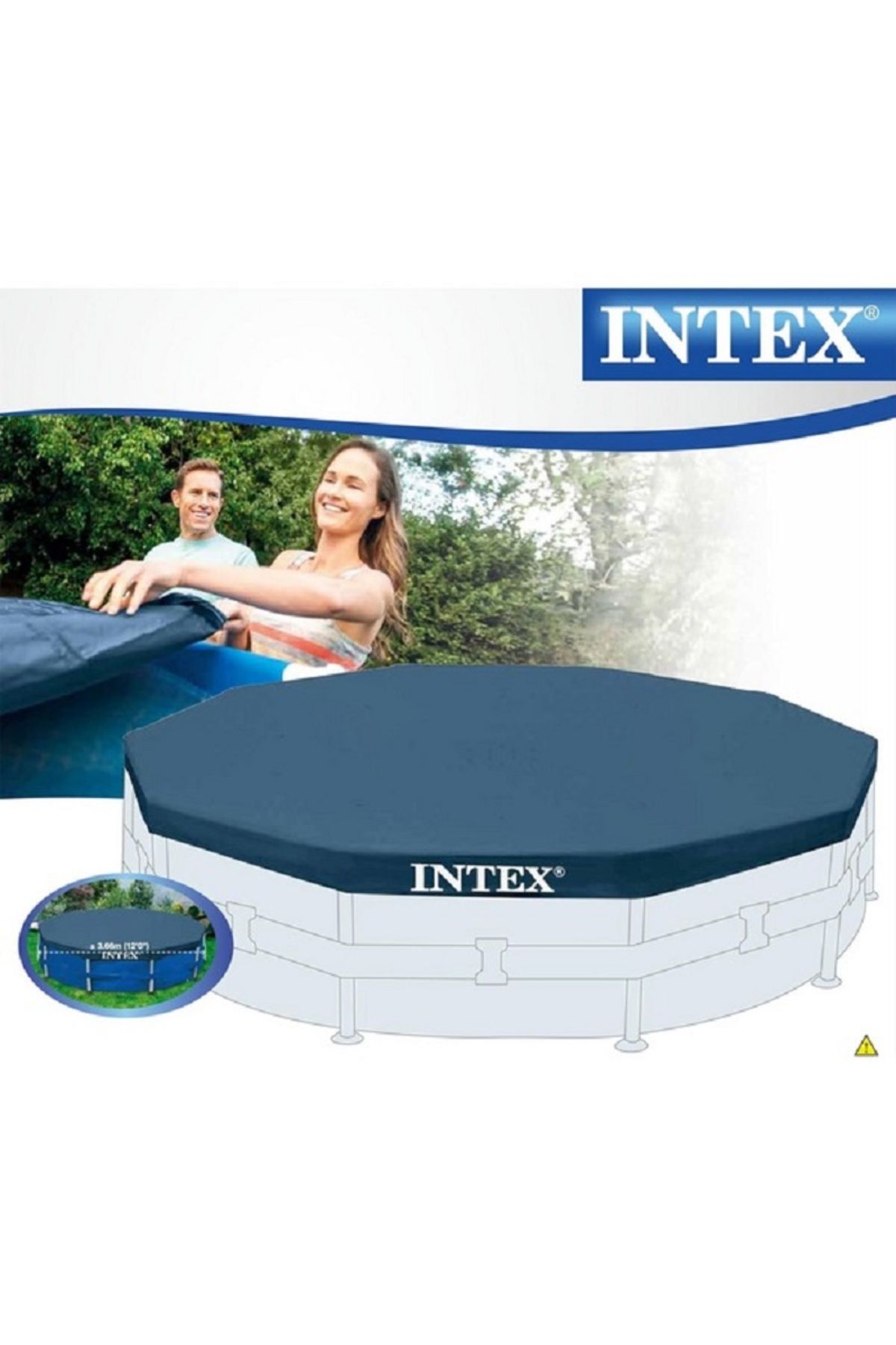 Intex-Durable High-Quality PVC Drawstring Closure Round Pool Cover Blue 4
