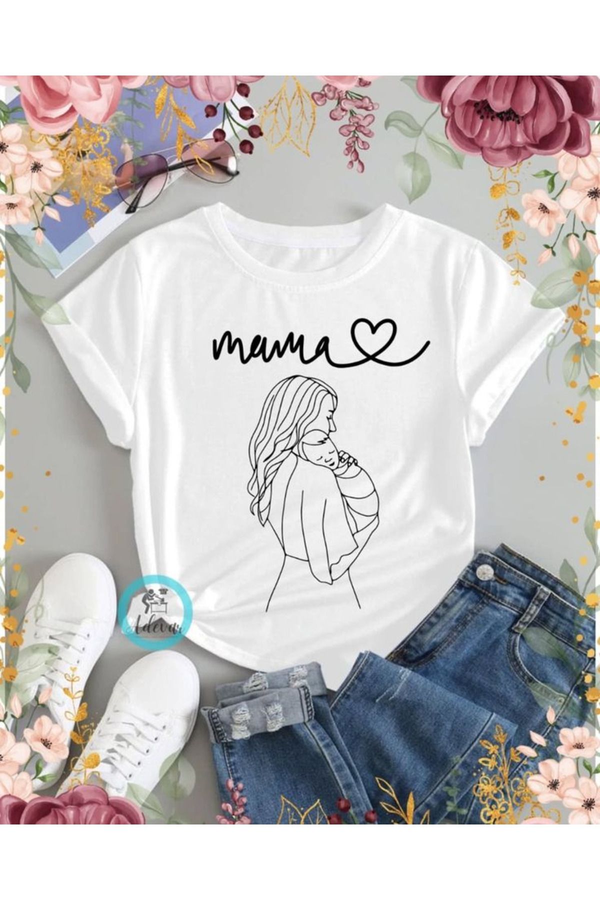 aynewmoda Cute Mother Daughter Family Photo Print T-Shirt