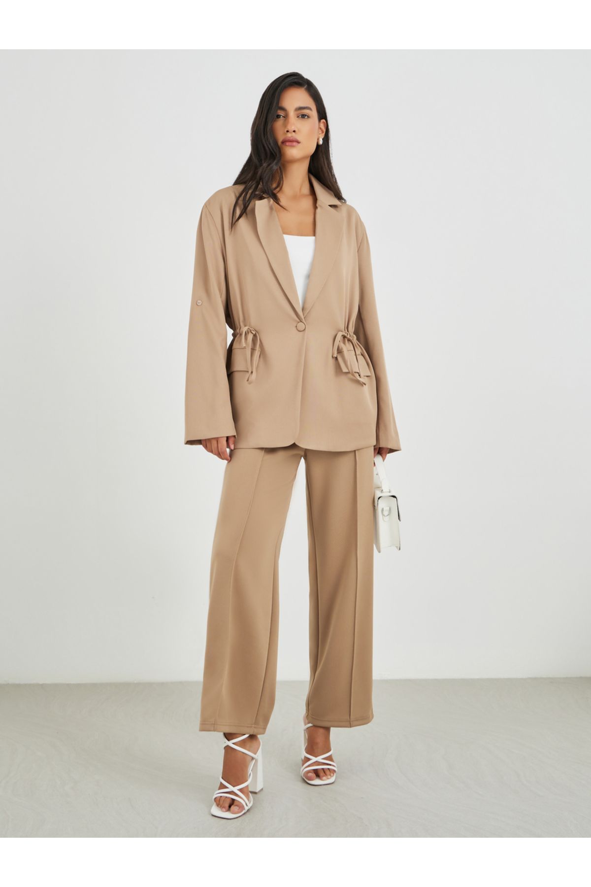 Styli-Solid Regular Length Regular Fit Blazer with Drawcord 3
