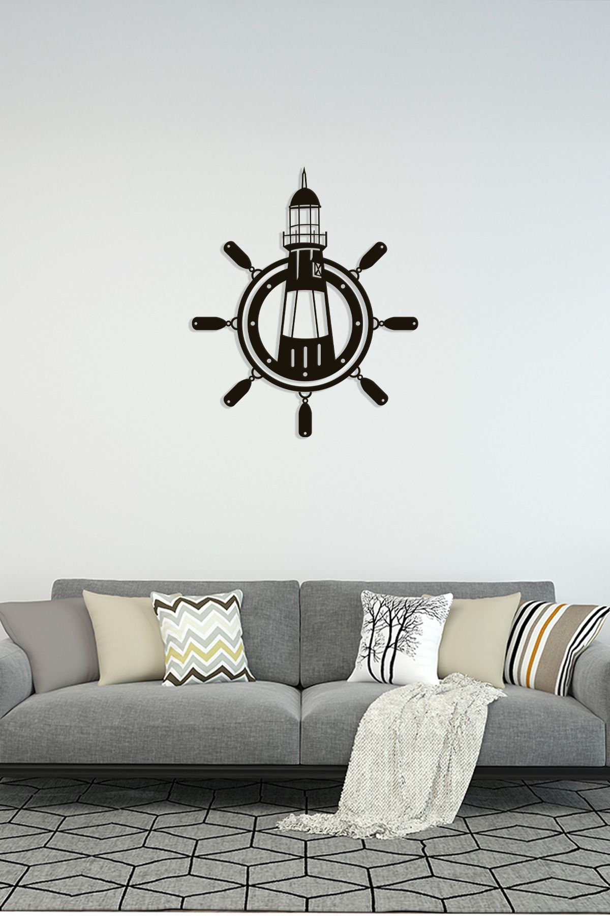 cncrafft Deniz Feneri Metal Tablo – Nautical Stil Duvar Dekoru
