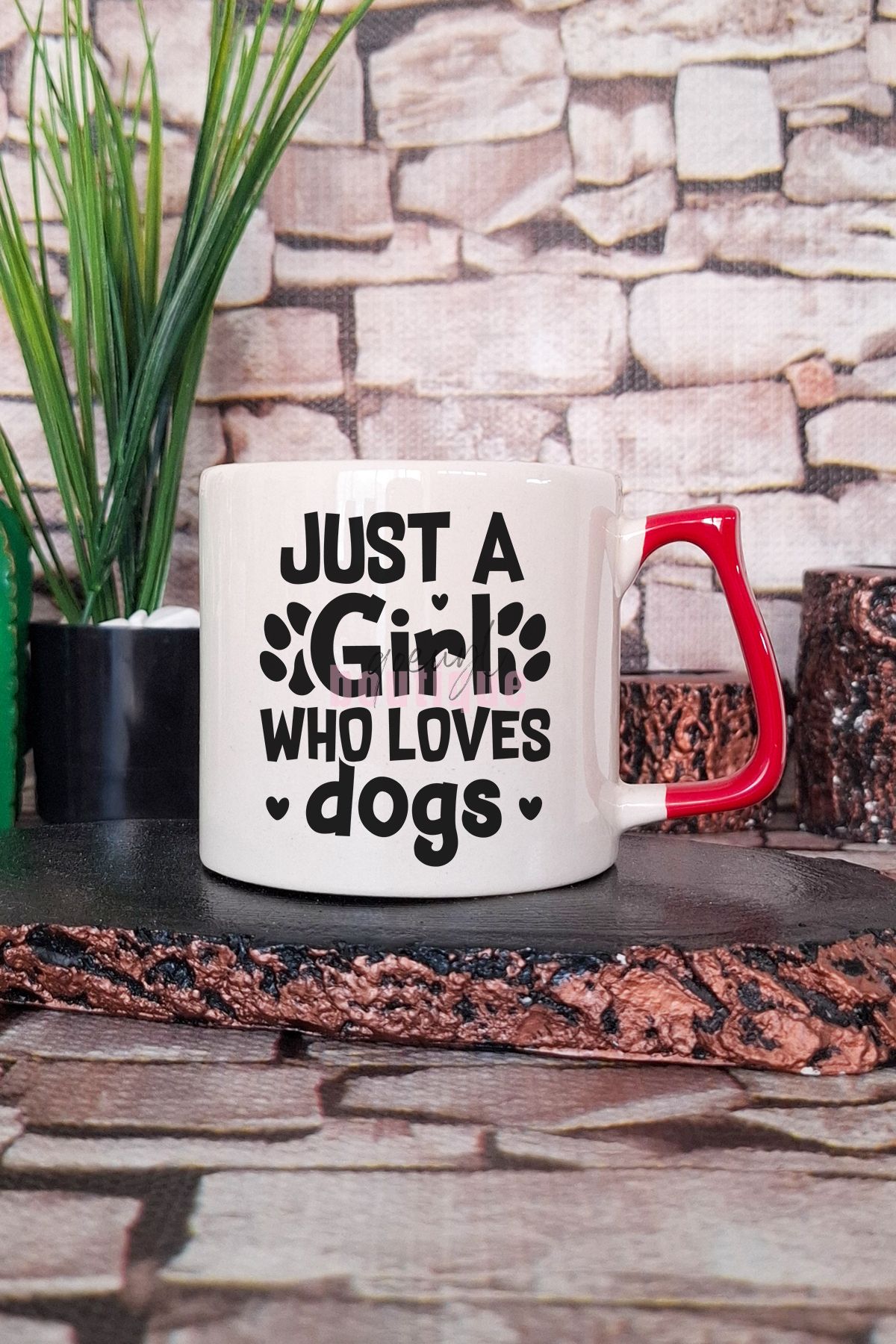 qoeuyl boutique Just A Girl Who Loves Dogs Baskılı Köpek Aşığı Kız Hediyelik Kulplu Kupa Bardak