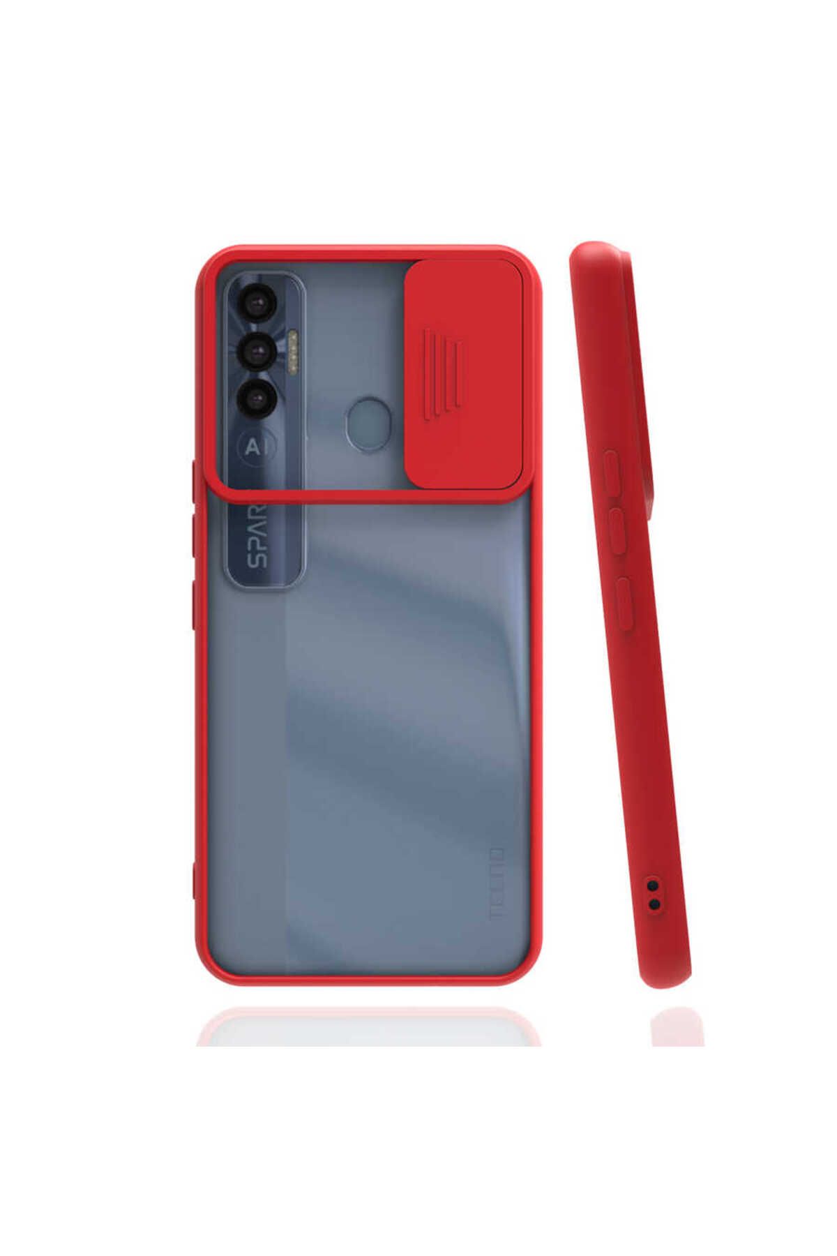 halkhouse Tecno Spark 7 Pro Kılıf Kamera Korumalı Sürgülü Renkli Sert Esnek Silikon Lensi Kapak