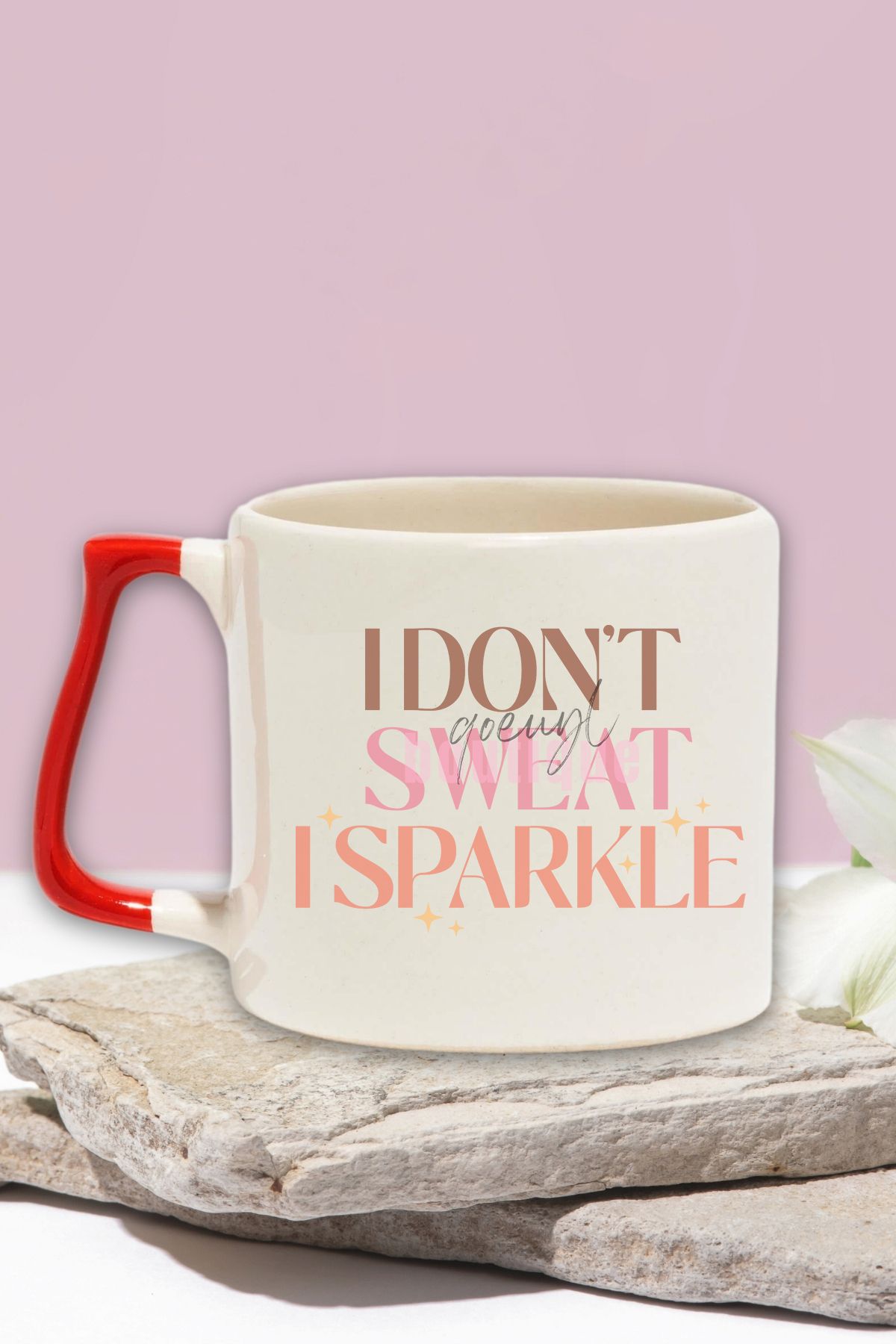qoeuyl boutique I Don't Sweat I Sparkle Yazılı Komik Gym Spor Fitness Hediyelik Kulplu Kupa Bardak