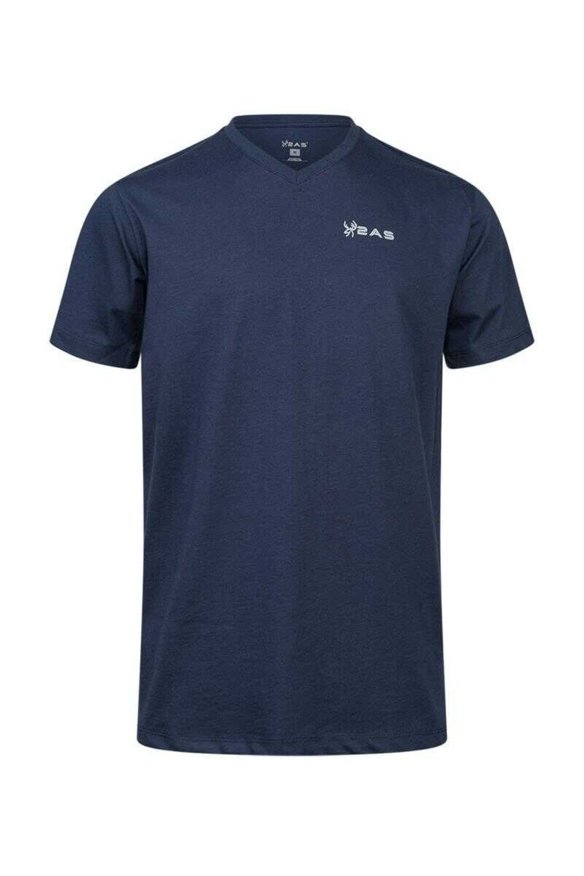 2AS Alvın Erkek V Yaka T-shirt Lacivert 2asalvınfbm25-0335