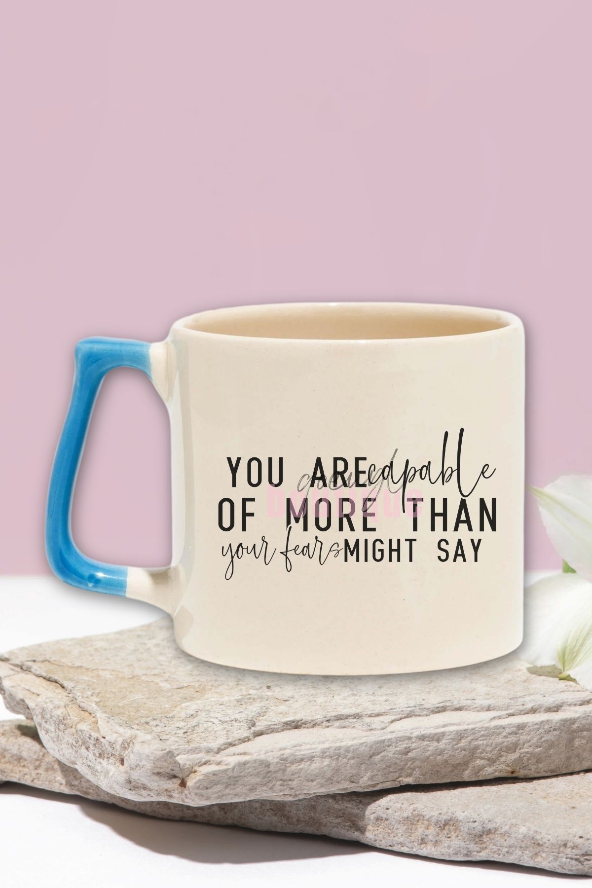 qoeuyl boutique You Are Capable Of More Than Your Fears Yazılı Olumlama Hediyelik Kulplu Kupa Bardak