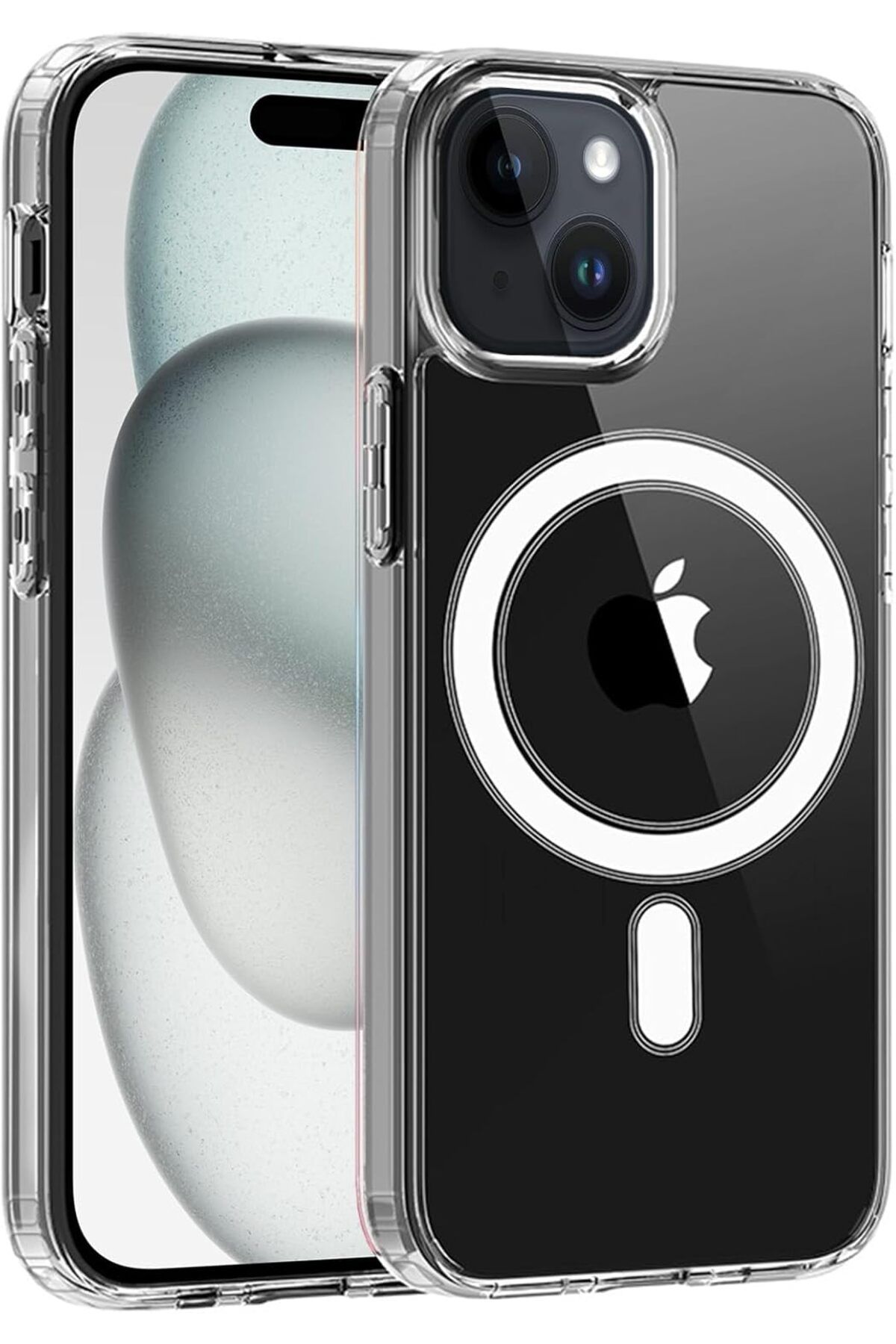 Ehr. iPhone 15 Uyumlu Kamera Korumalı Magsafe Wireless Şarj Özellikli Şeffaf Silikon Kılıf